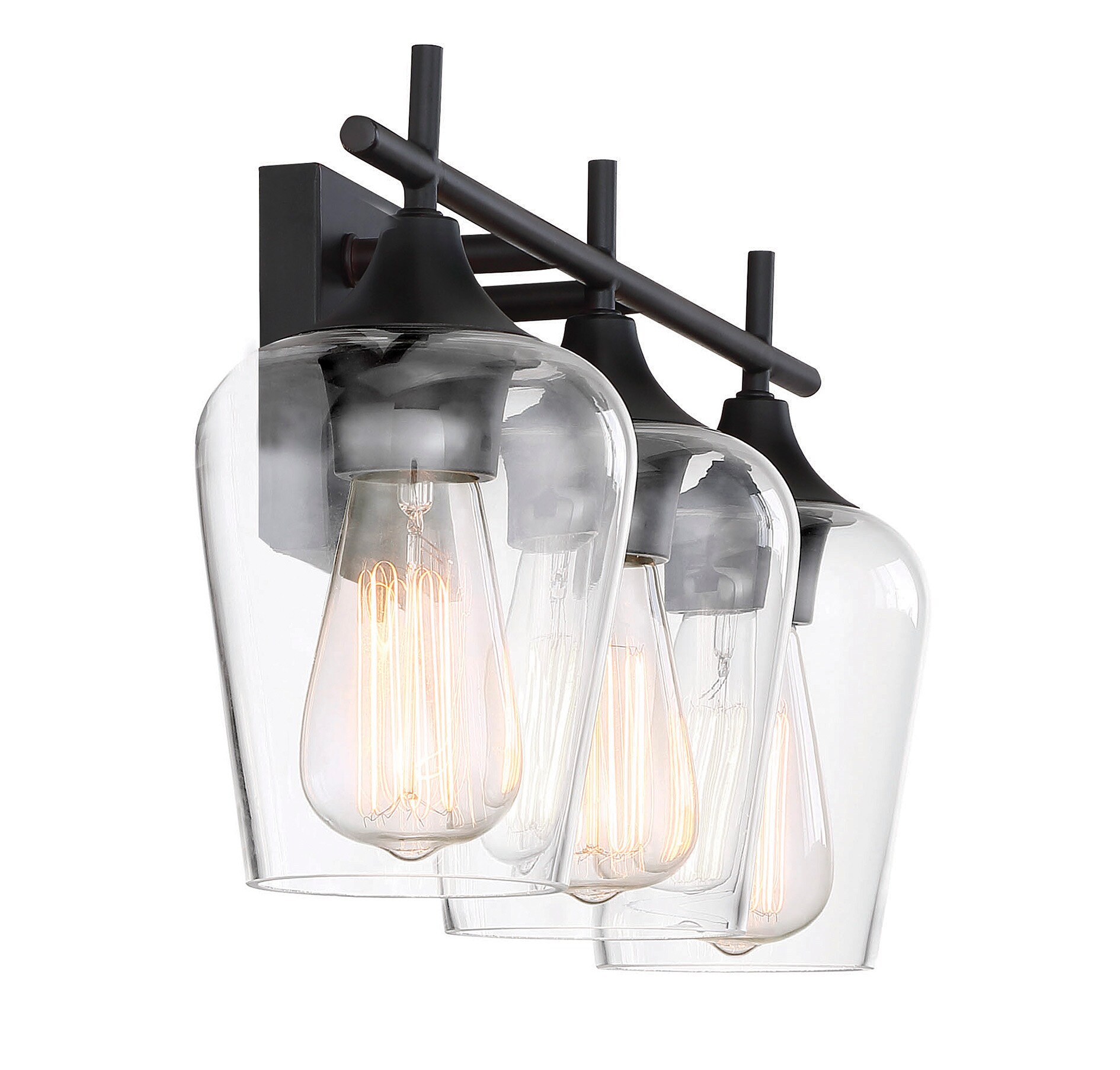 Octave 3-Light Bronze Vanity Fixture with Clear Glass Shades