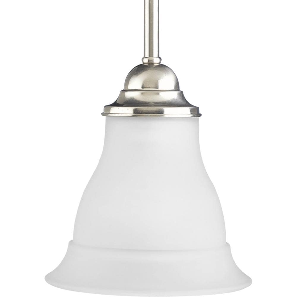 Progress Lighting P5096-09 Trinity 1 -Light Brushed Nickel Transitional Etched glass Bell Mini Hanging Pendant light