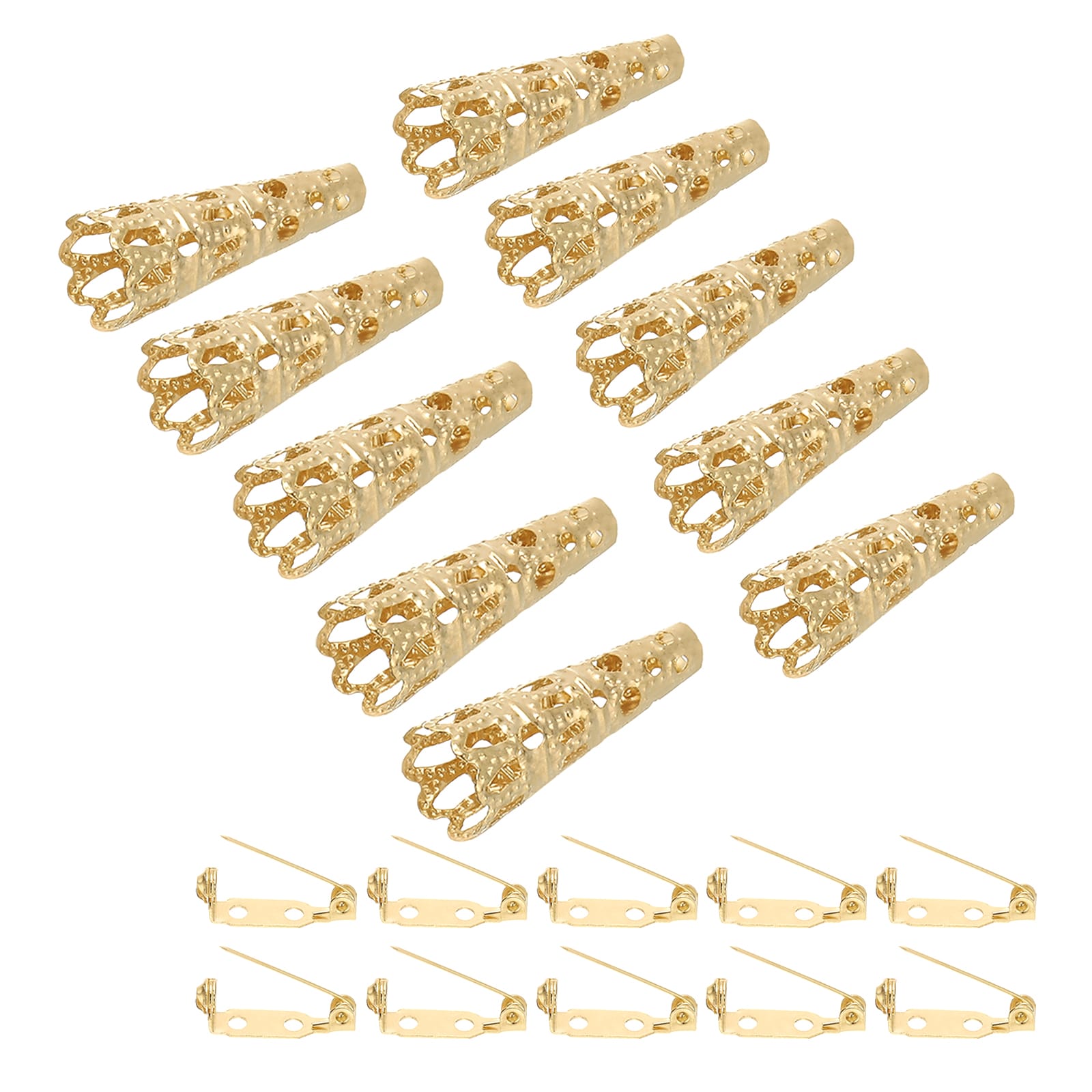 PATIKIL 23mm Corsage Decorative Holder 10pcs Brooch Pin Vase Pocket Boutonnieres Holder with Bar Pins for Wedding Party DIY Crafts Rose Gold