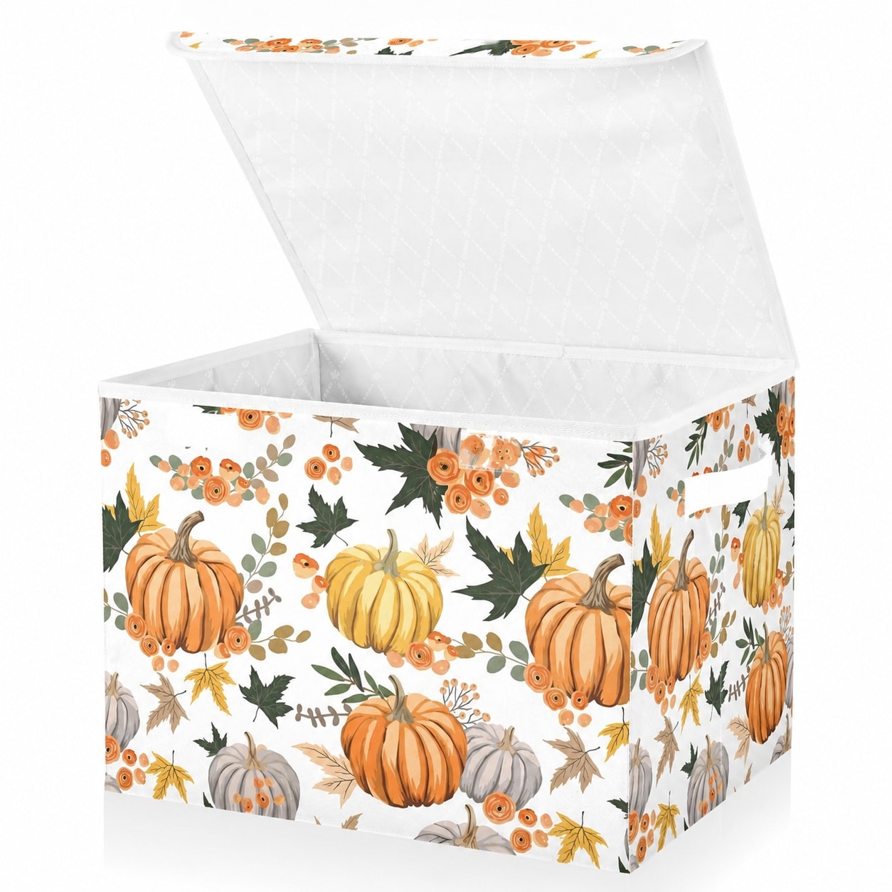 Yichuhaoxi  Collapsible Storage Bins with Lids Large Oxford Cloth Basket with Handles Pumpkins Flowers Leaves for Clothes Toys Home Office Bedroom