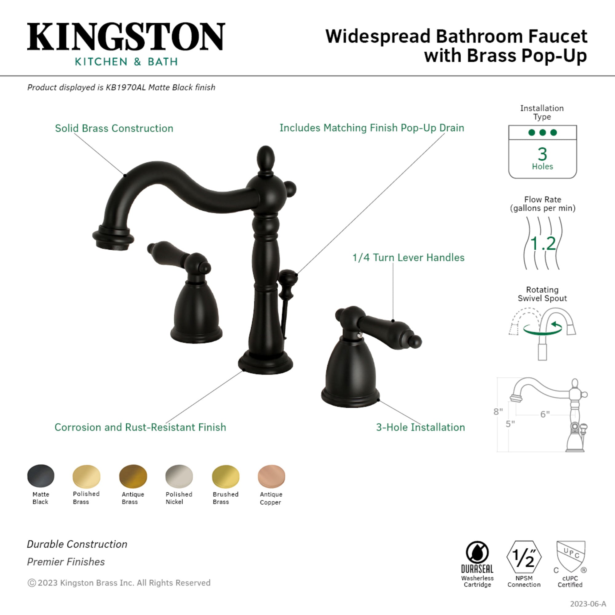Kingston Brass WLKB1972AL Lavatory-Faucets - View #3