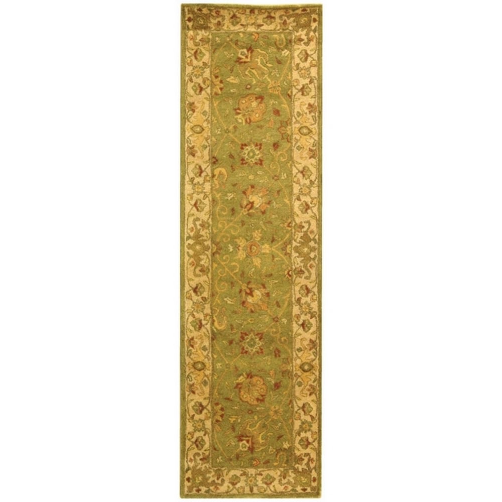 Safavieh AT21D-212 Antiquity Dergaz 2 x 12 (ft) Tufted Wool Sage Rectangular Indoor Floral/Botanical Vintage Runner rug
