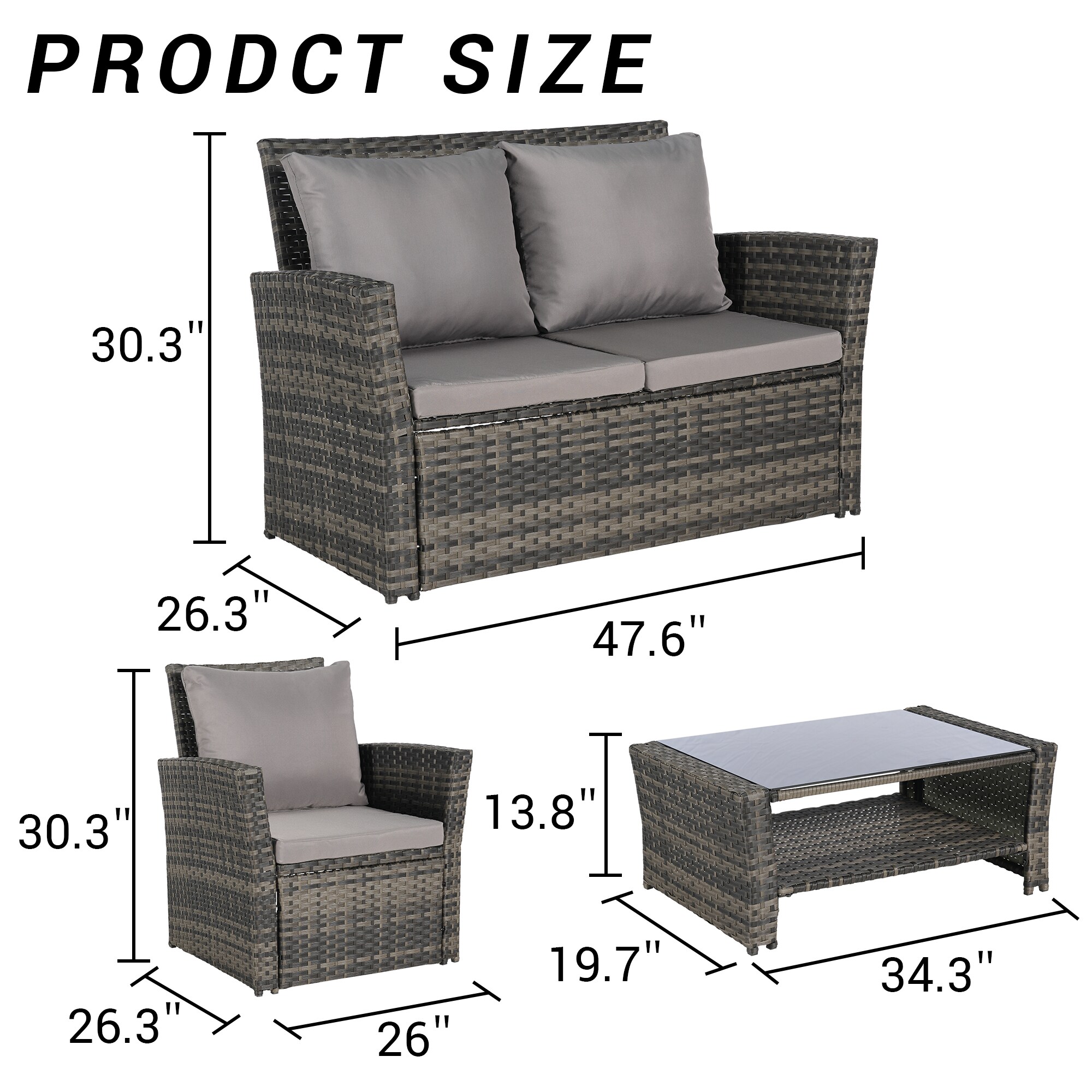 Forclover MONLDS11GY Patio-Conversation-Sets - View #3