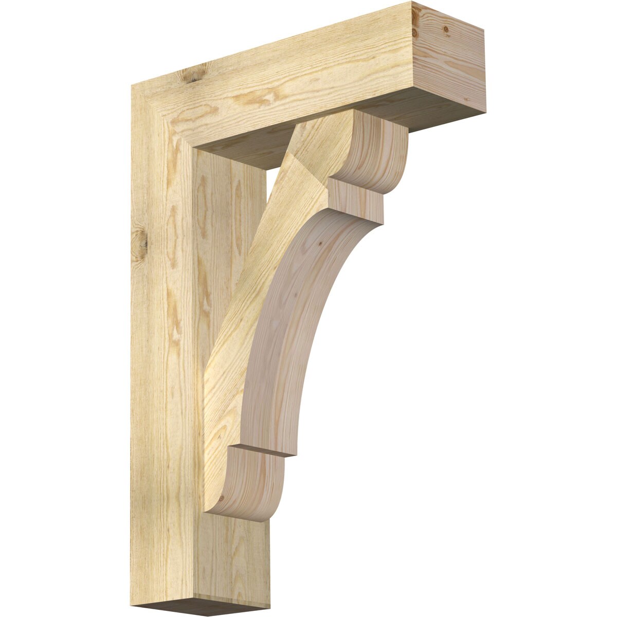 Ekena Millwork 1463681 Olympic Block Rough Sawn Bracket with Offset Brace 8-in x 26-in x 38-in Douglas fir Brown Wood Standard bracket