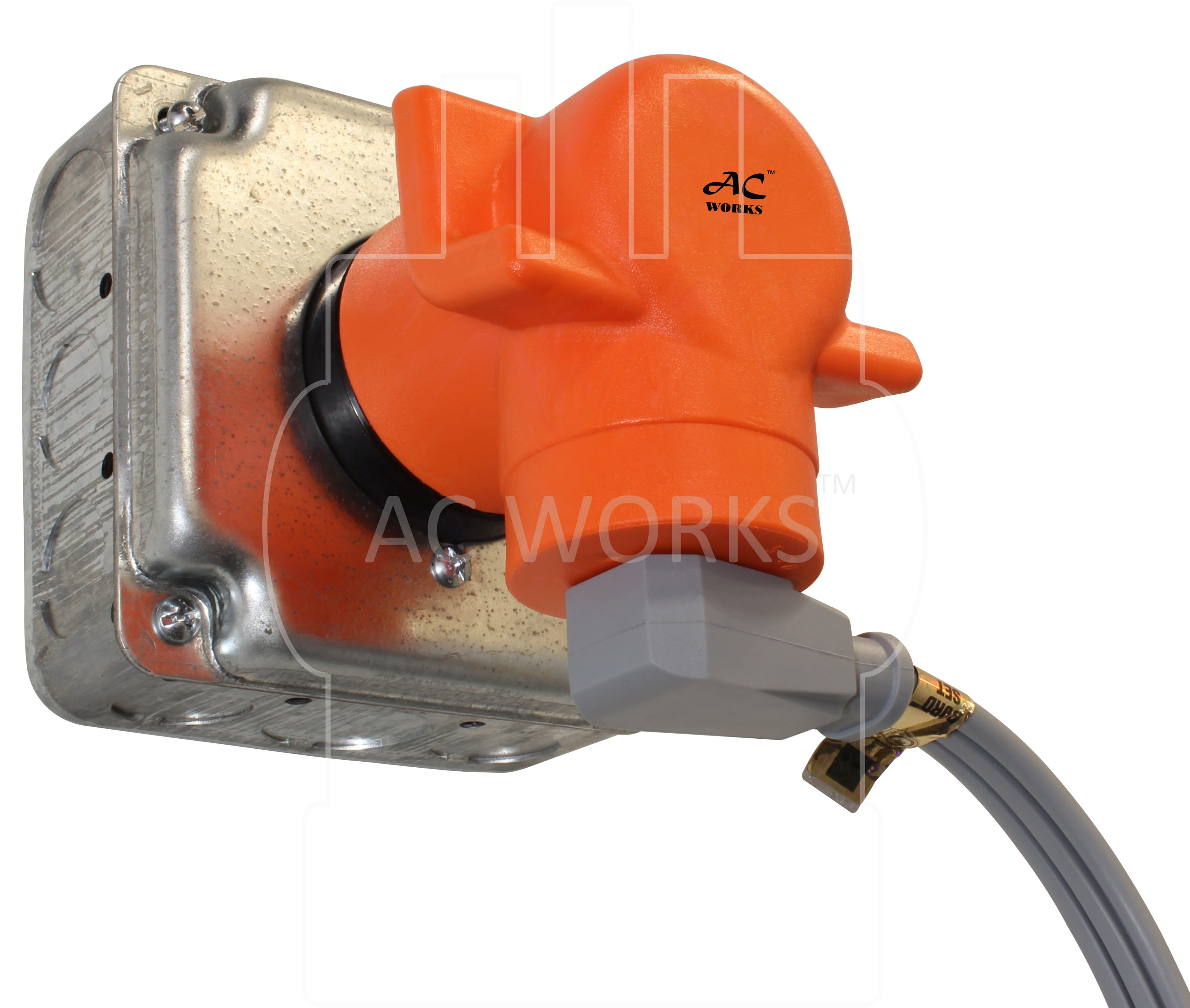 AC WORKS NEMA 6-30 Male Plug to NEMA 6-20 Female Connector 20-Amp 3-wire  Grounding Single To Single Orange Basic Elbow Adapter in the Adapters &  Splitters department at