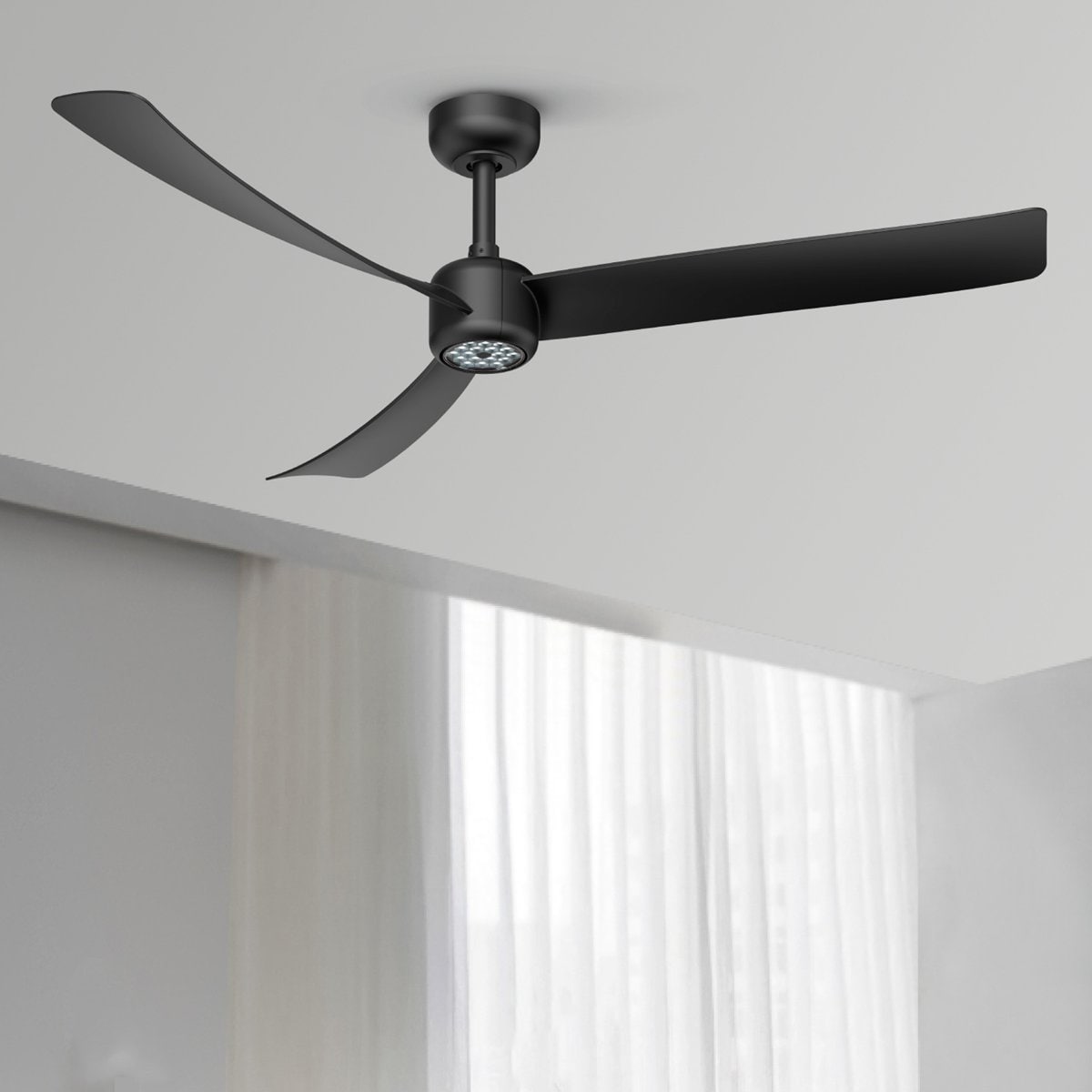 TALOYA 52-in Modern Black Ceiling Fan with Integrated Dimmable 3 CCT LED Light Remote Control Included Reversible DC Motor 6-in Downrod High Airflow Blade Style for Living Rooms Offices and Covered Patios