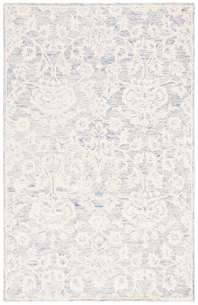 Safavieh GLM651M-4 Glamour Hera 4 x 6 (ft) Tufted Wool Blue/Ivory Rectangular Indoor Floral/Botanical Farmhouse/Cottage Area rug