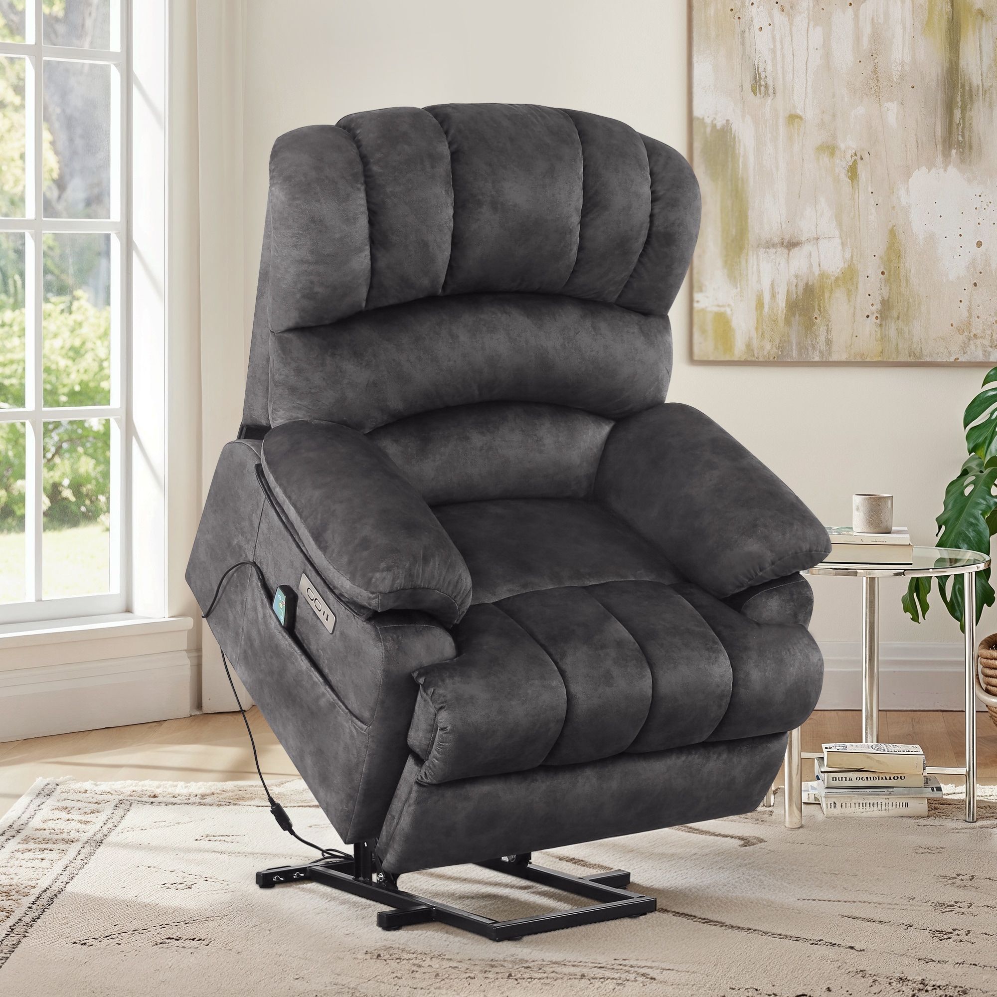 LUE BONA SN-009-01LS Dark Gray Polyester Upholstered Powered Reclining Massage chair