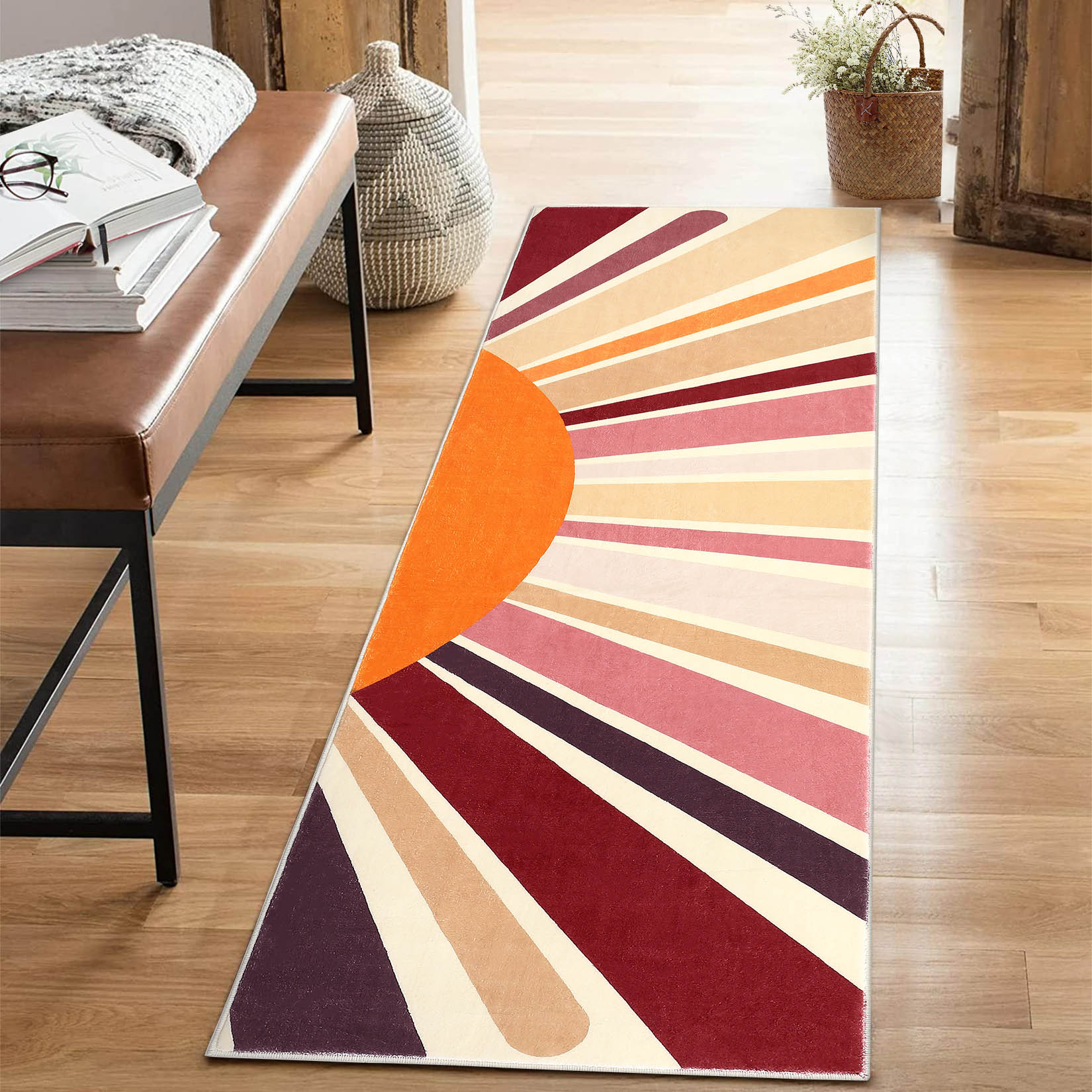 Garvee YXY-LO-PHO-106X0WHU 3 x 8 (ft) Loomed Polyester Brown Rectangular Indoor Geometric Mid-Century Modern Machine washable Runner rug