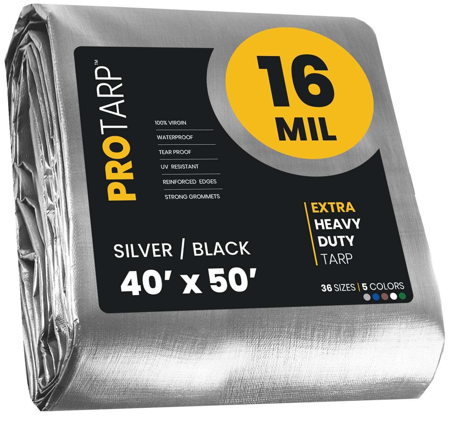 PROTARP PT-101-40X50 40-ft x 50-ft Silver Waterproof Commercial Polyethylene 16-Mils Tarp