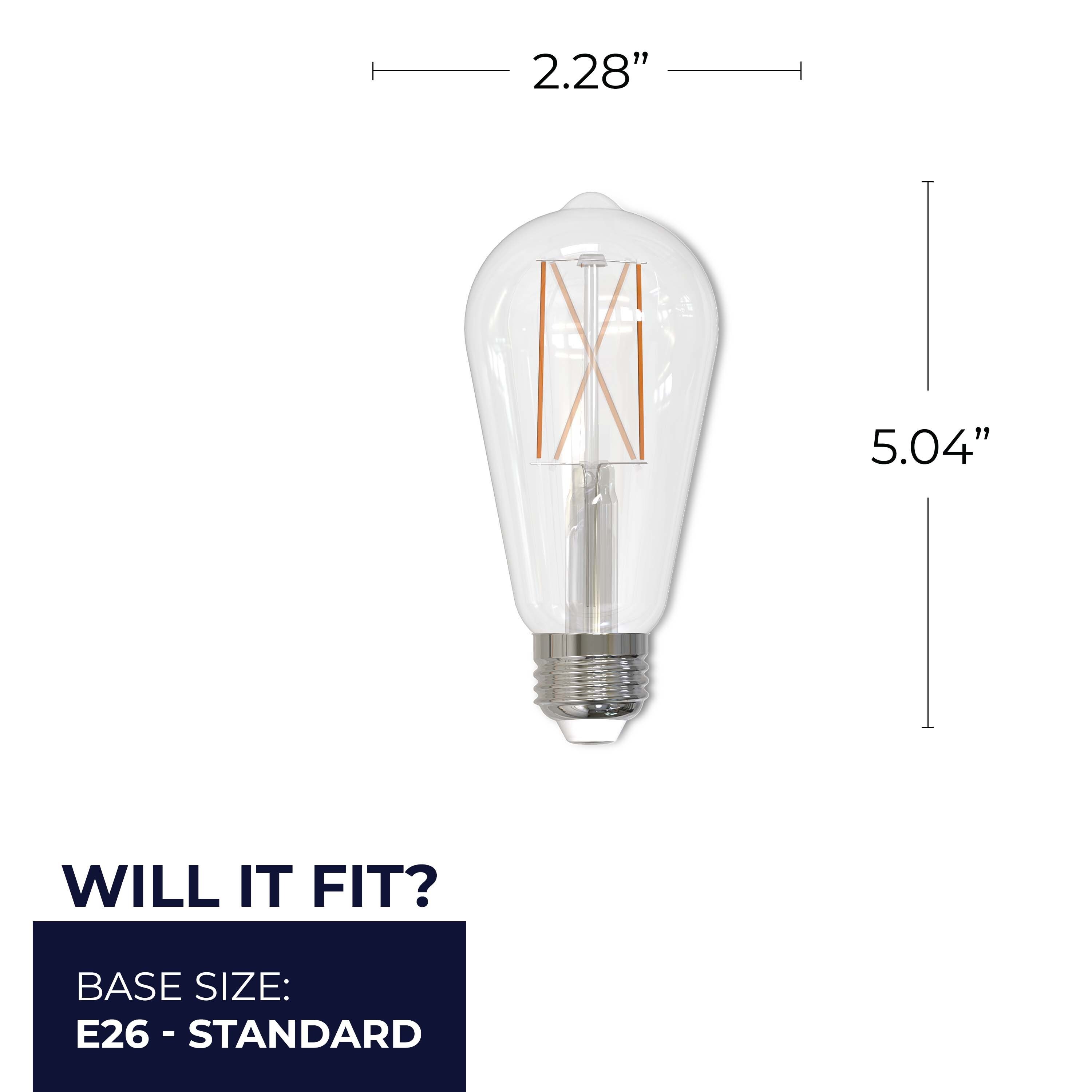 Warm White Dimmable LED Filament Bulb, 2 Pack