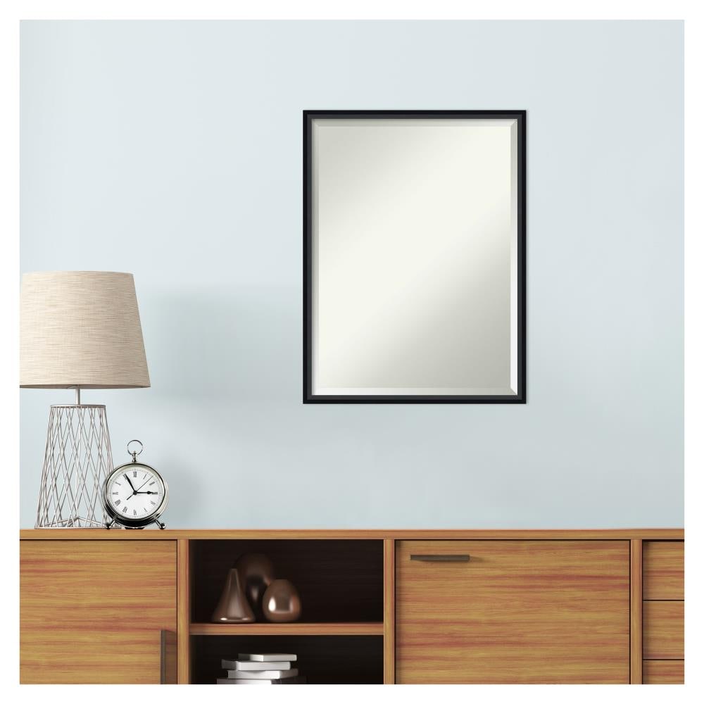 Lucie Black Beveled Wood Rectangular Wall Mirror