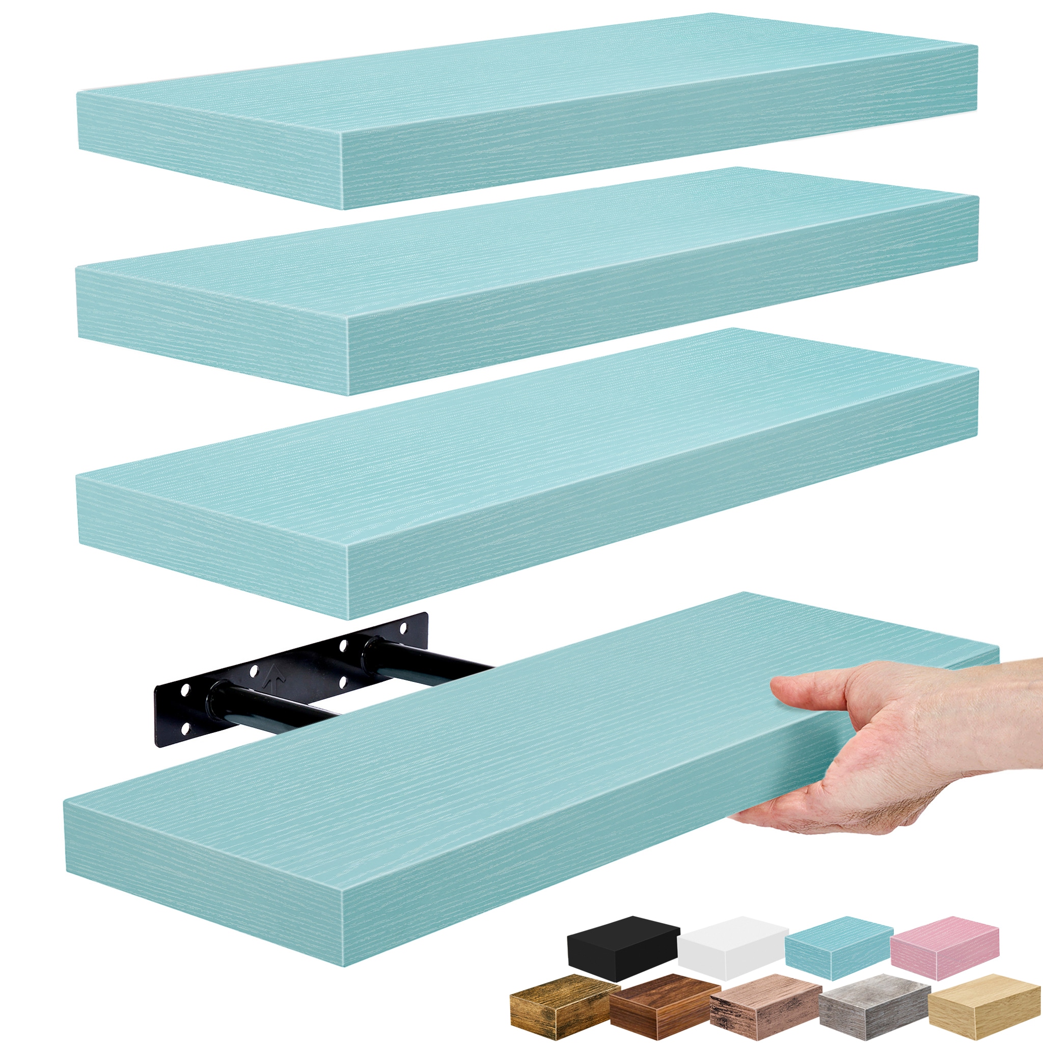 SORBUS  4 Pack Wall Mounted Floating Shelves for storage and displaying showpieces home decor items and other prized possessions