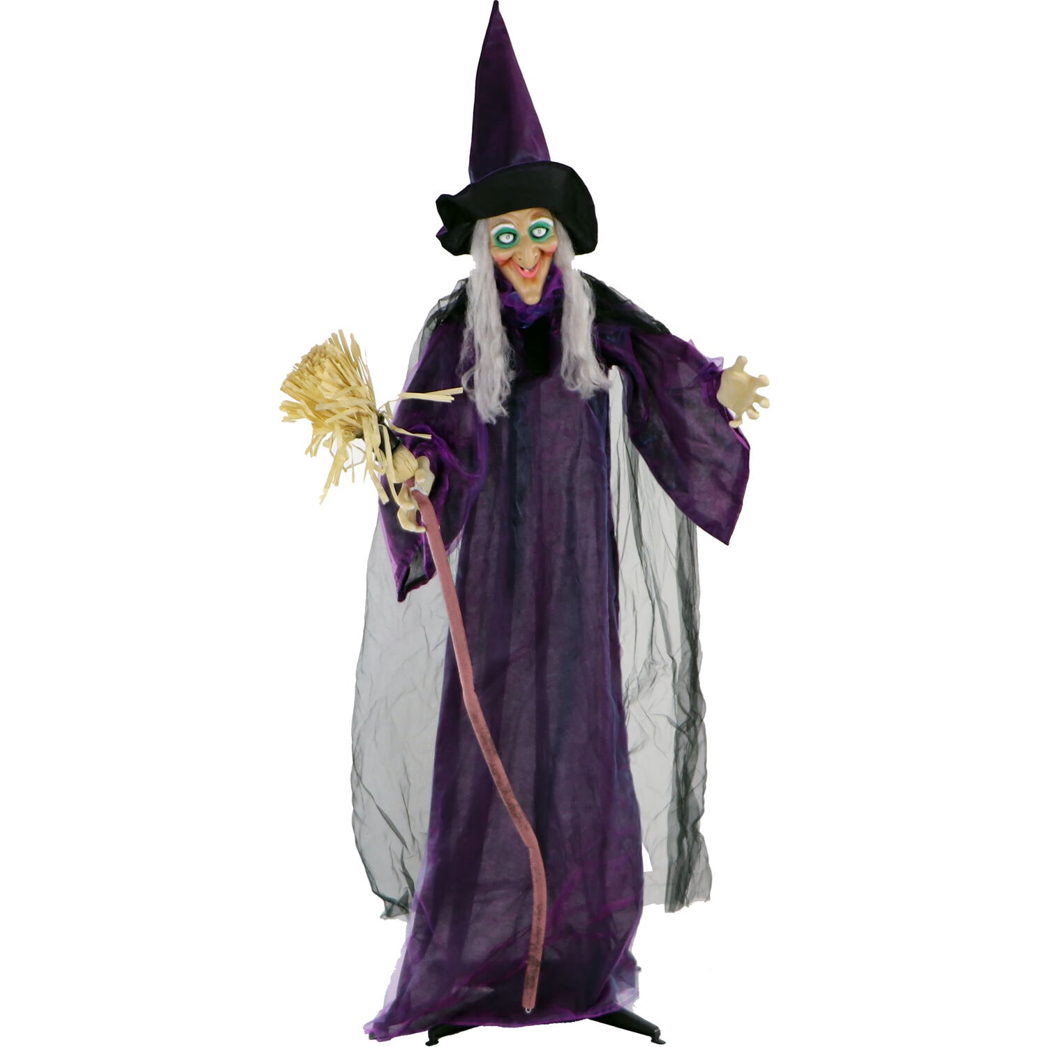 Haunted Hill Farm 6-ft Freestanding Talking Lighted Witch Animatronic ...