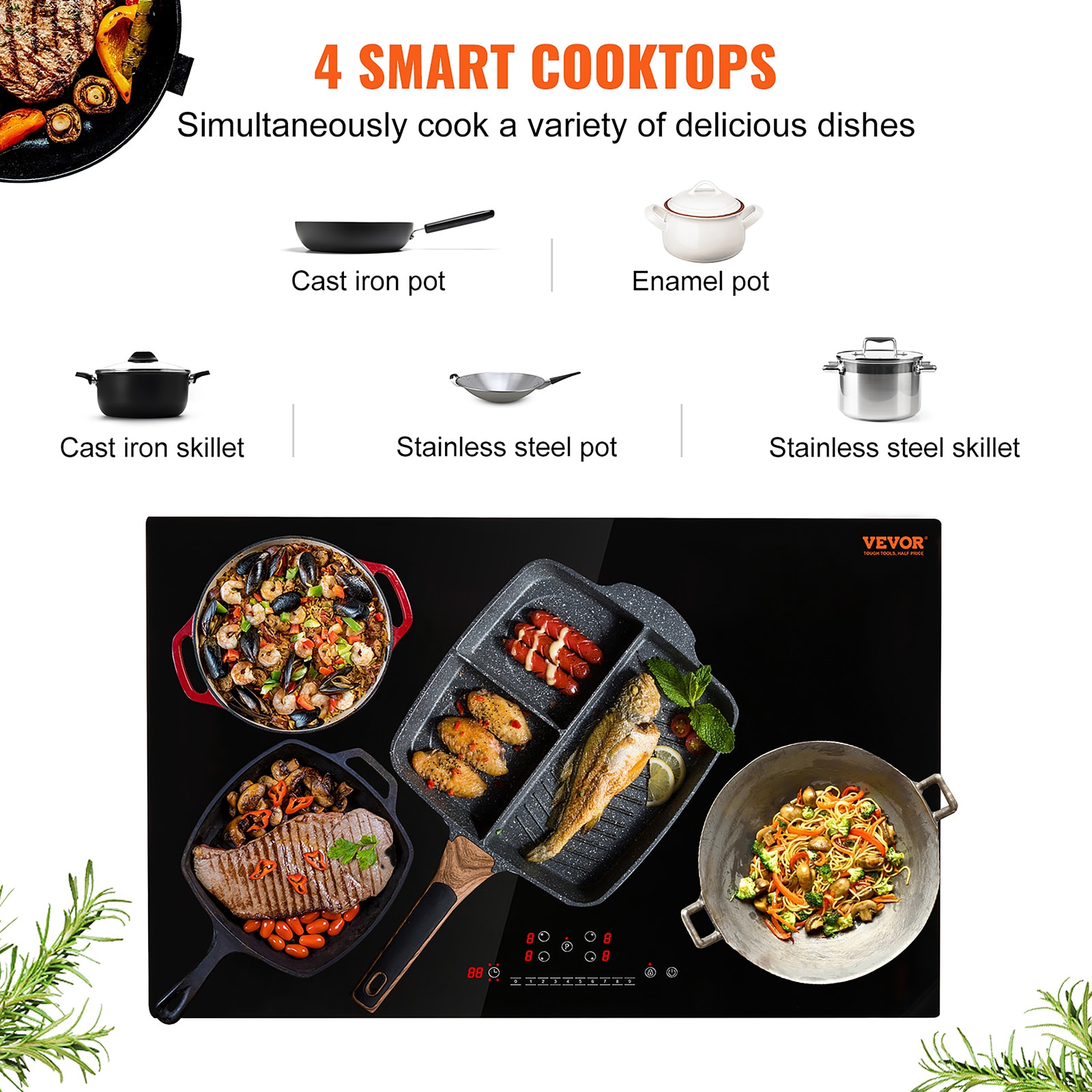 VEVOR QRSDC4308100WDW17V4 Induction-Cooktops - View #4