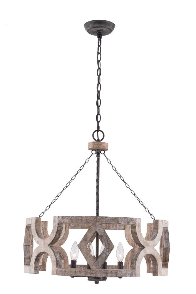 Oaks Decor Farmhouse Wood Chandelier 4 Light Distressed Gray Modern   42137401 