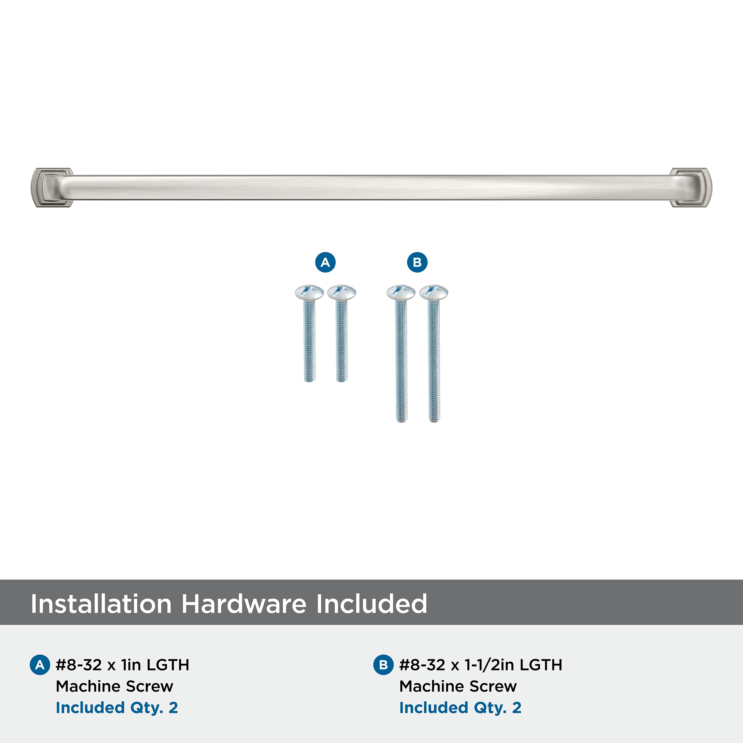 Satin Nickel 12-5/8" Modern Industrial Cabinet Bar Pull