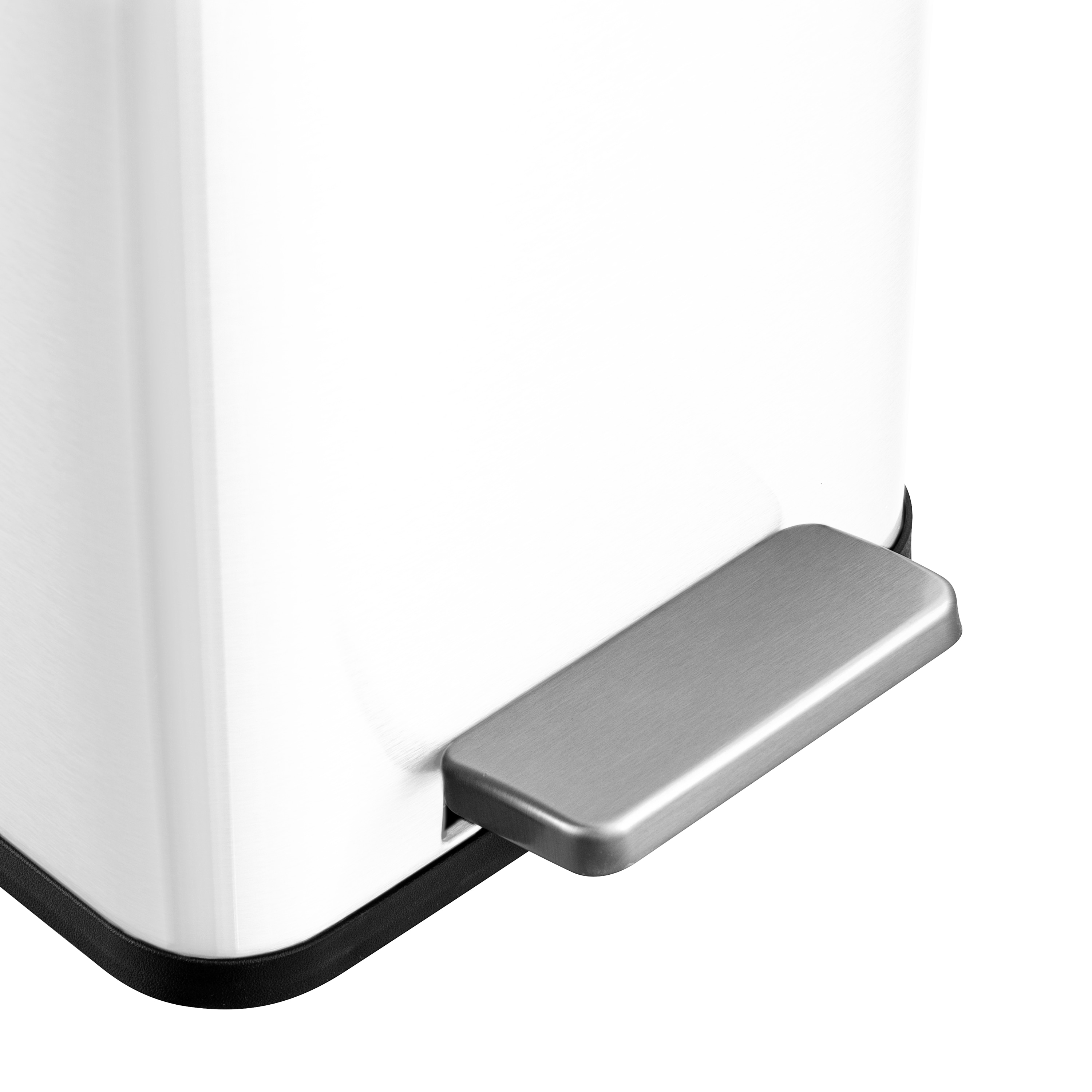 White Stainless Steel 2.6 Gallon Step-On Trash Can