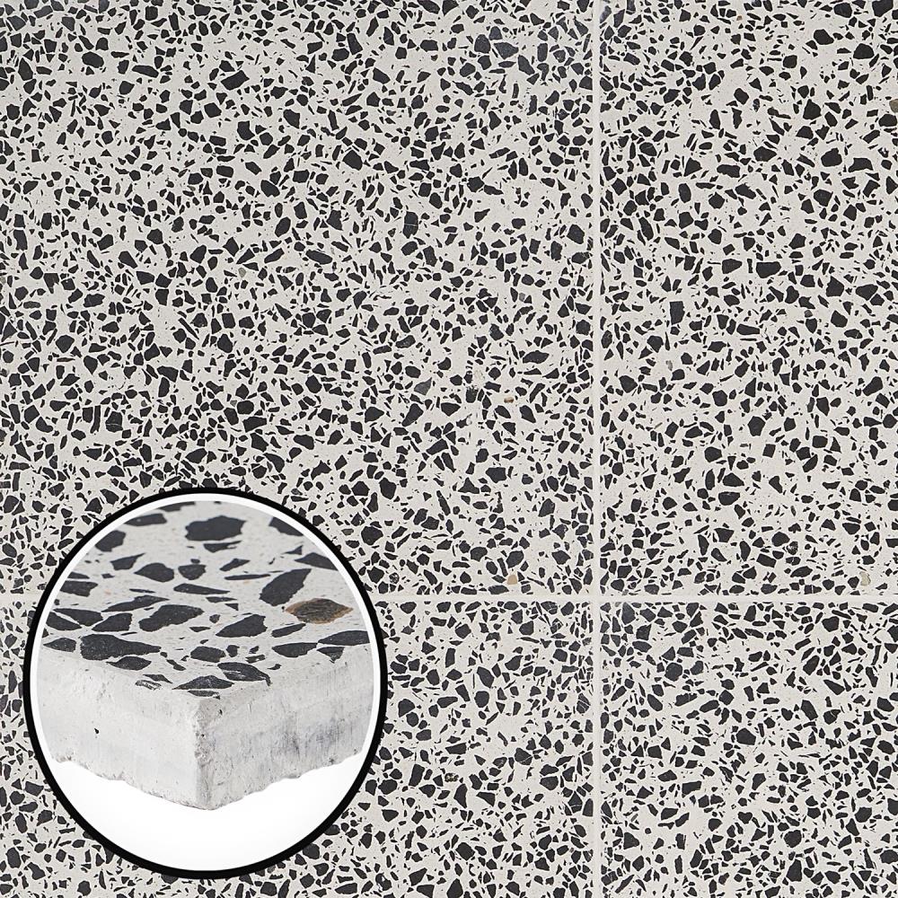 Artmore Tile EXT3RD105176 Tarboro Terrazzo Black and white 16-in x 16-in Polished Cement Cement look Standard Floor and Wall Tile ( 3.55-sq ft Carton )