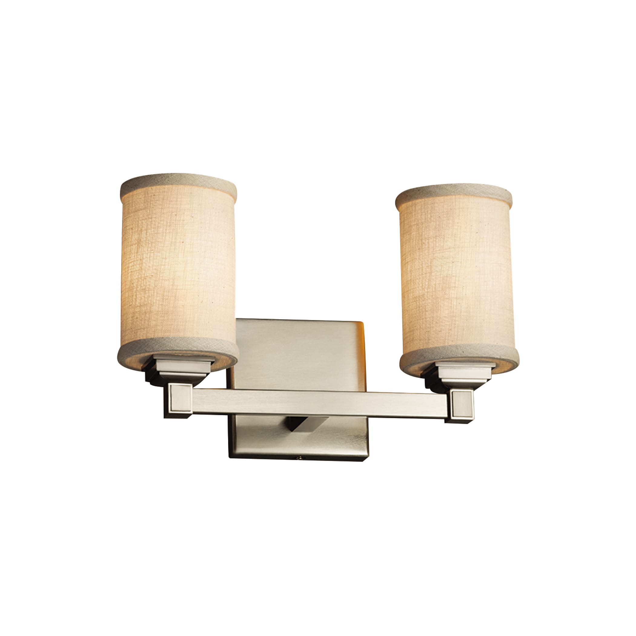 Justice Design Group FAB-8432-10-CREM-NC Textile 13-in 2-Light Brushed Nickel Transitional Vanity Light