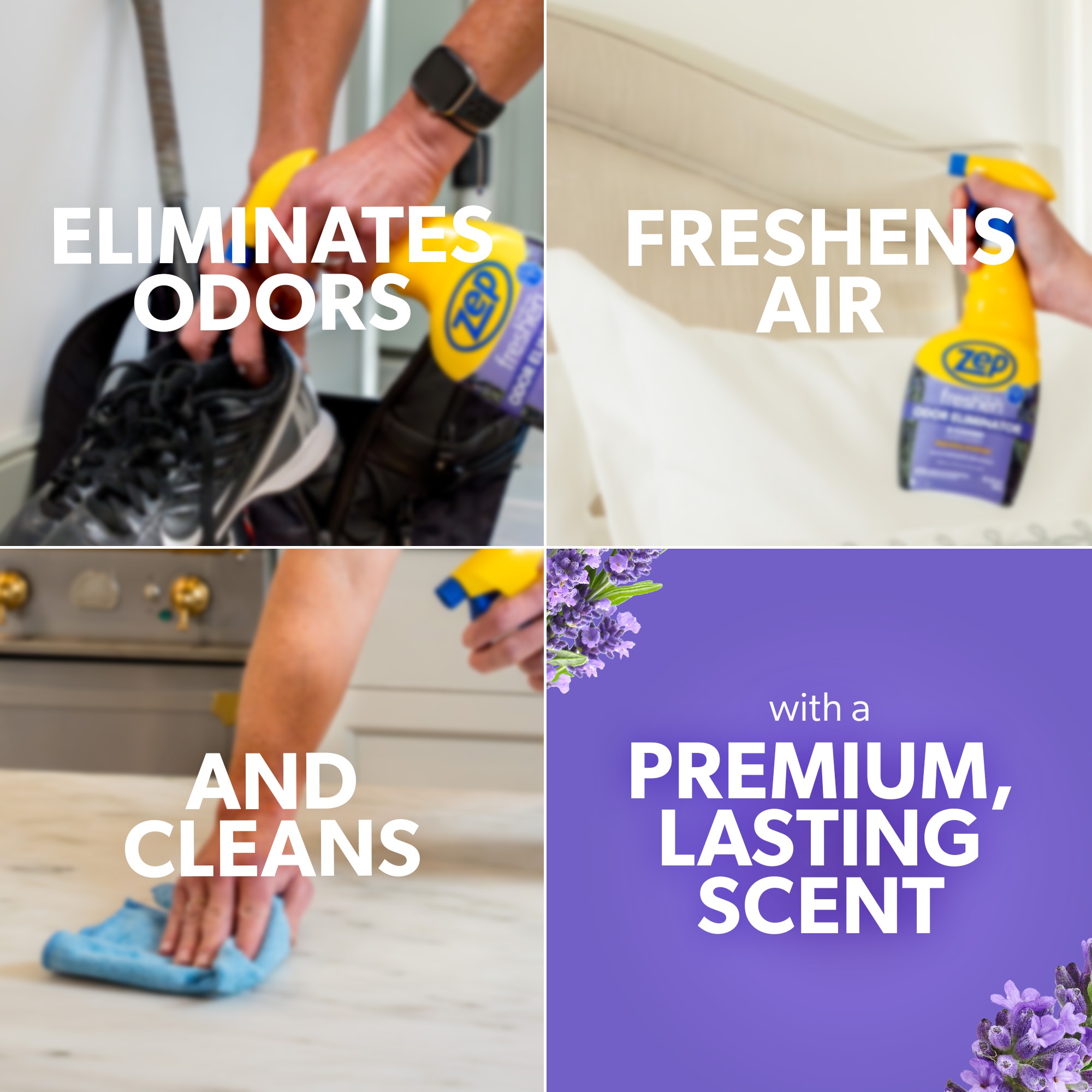 Zep Freshen Multi-Use Odor Eliminator Cleaner 32 -oz Lavender