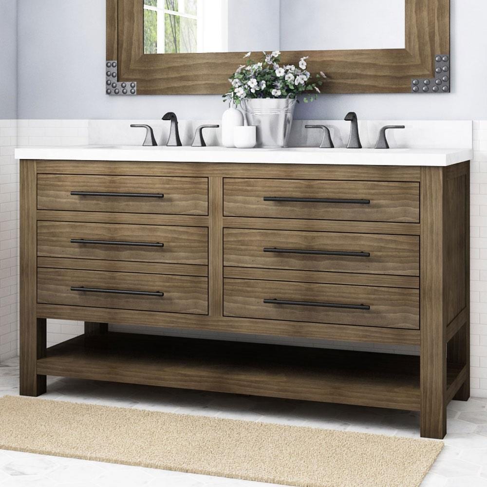 allen + roth Kennilton 60in Gray Oak Undermount Double Sink Bathroom