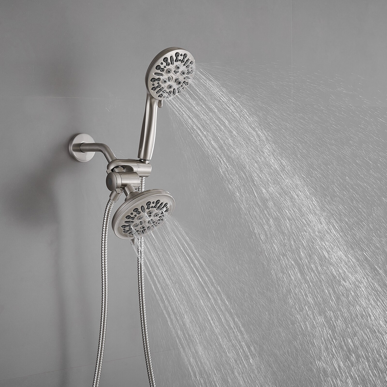 Brushed Nickel Dual Function Handheld Rain Shower Faucet Set