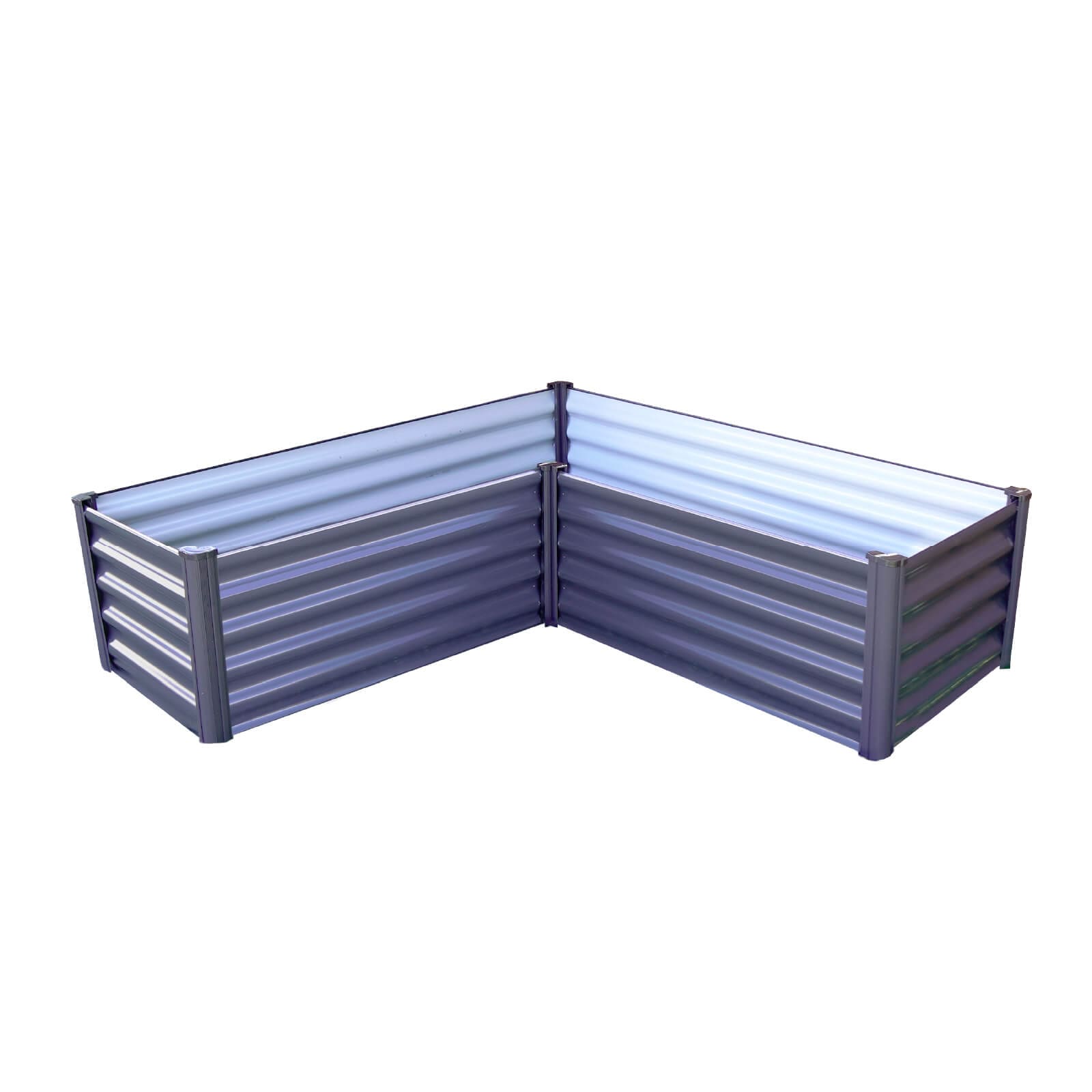 Woodland Gray Galvanized Metal L-Shaped Raised Garden Bed