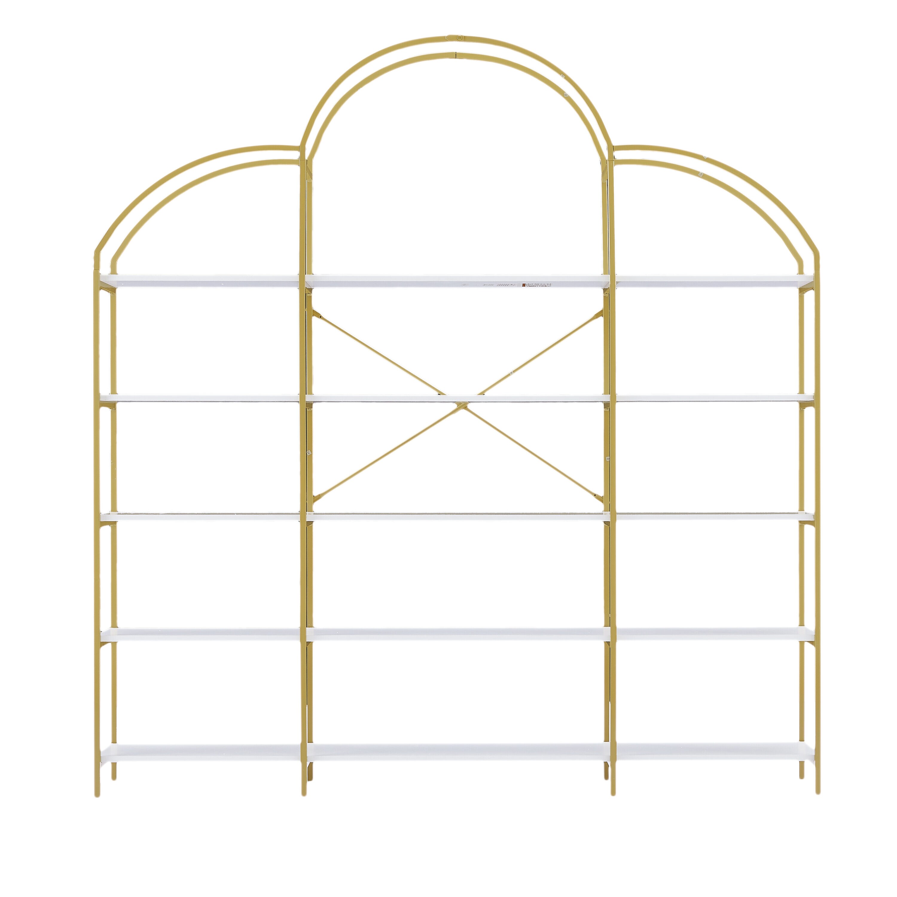 CESICIA BOC-011 Golden+White MDF 5 -Shelf Bookcase ( 9.8-in W x 74.8-in H x 70.8-in D ) Finished