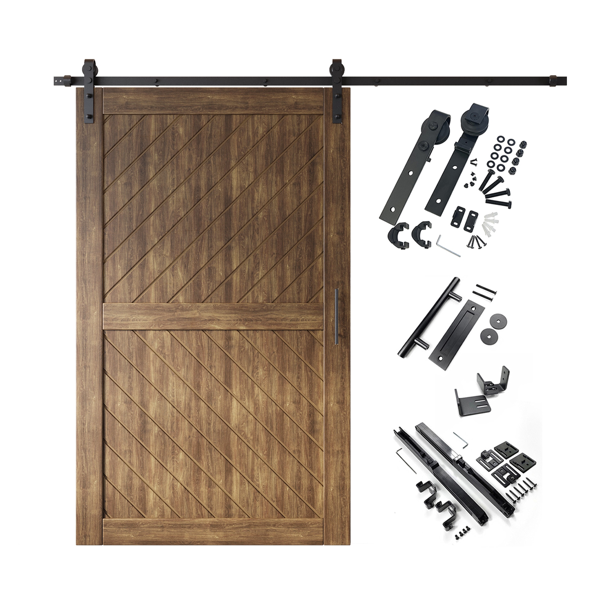 HOMACER YT1H108C-XT3-5080-WA 50-in x 80-in Dark Walnut Prefinished Non-standard Pine Wood Solid core Single Barn Door (Hardware Included)