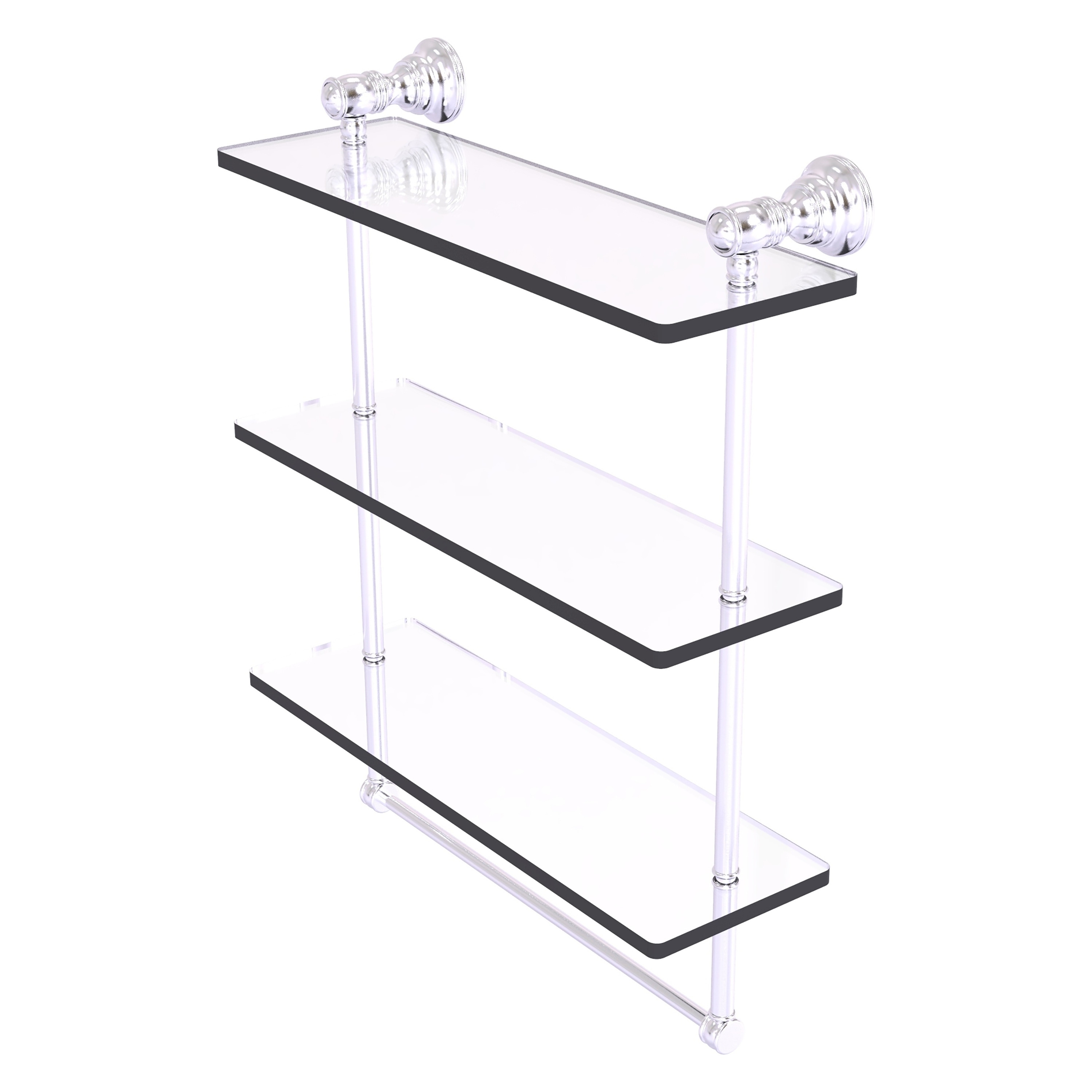 Allied Brass CL-5-16TB-SCH Carolina Satin Chrome 3 -Tier Wall mount Corner Bathroom Shelf ( 16-in x 19.7-in x 5-in )