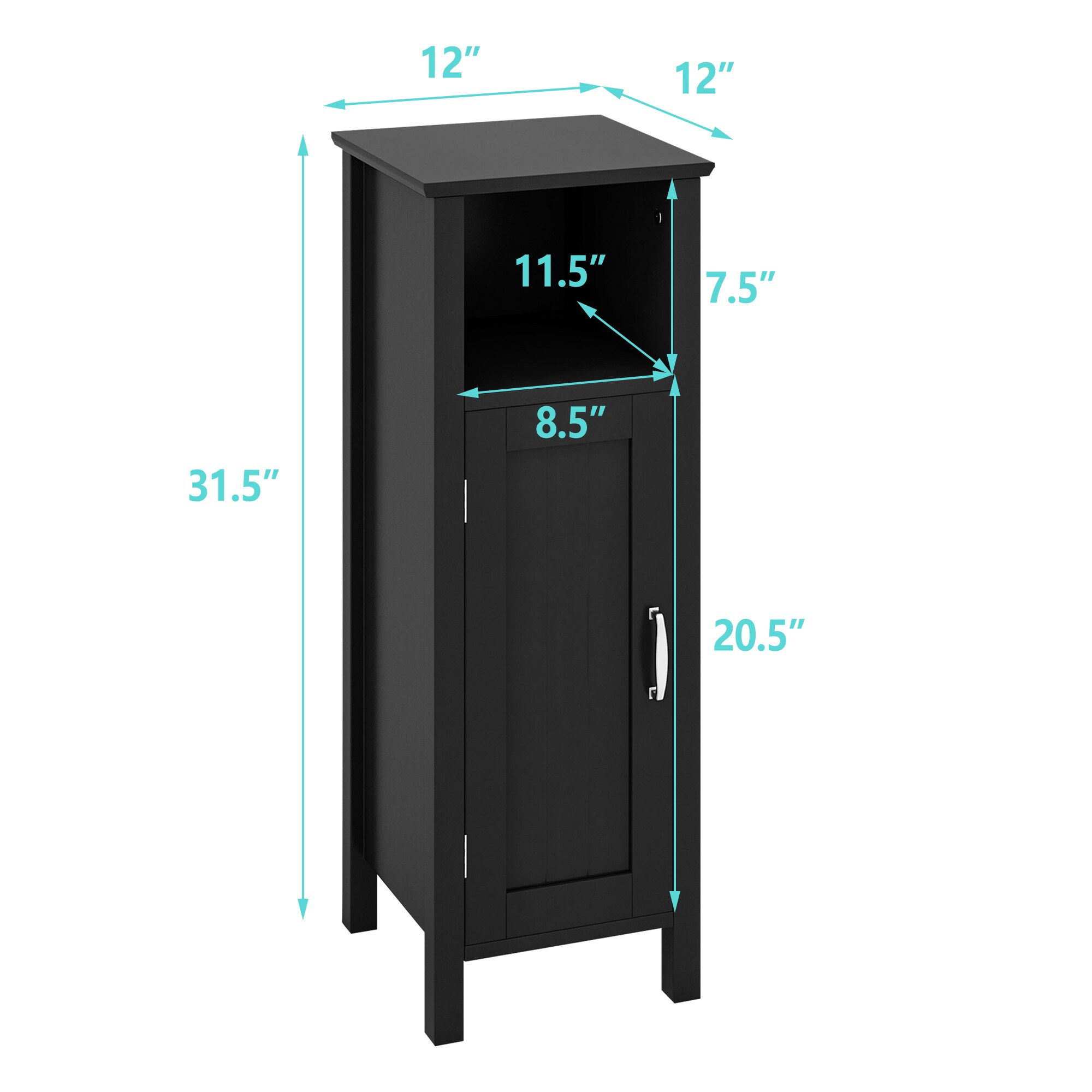 WELLFOR 12-in x 31.5-in x 12-in Black Freestanding Corner Linen Cabinet