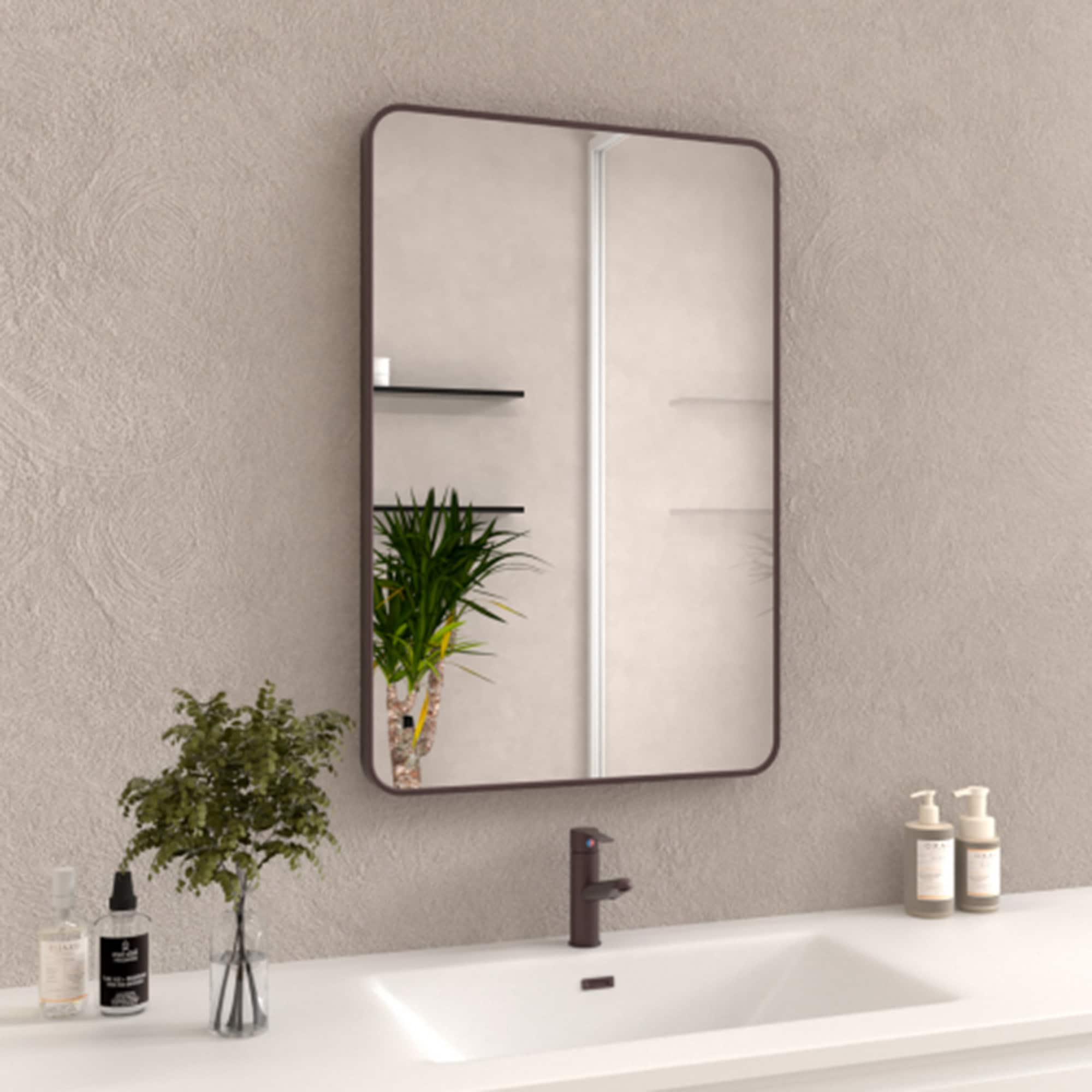 ExBrite FUBM2436ORB 24-Inches x 36-Inches Framed Rectangle Bathroom Vanity Mirror ( Oil Rubbed Bronze )