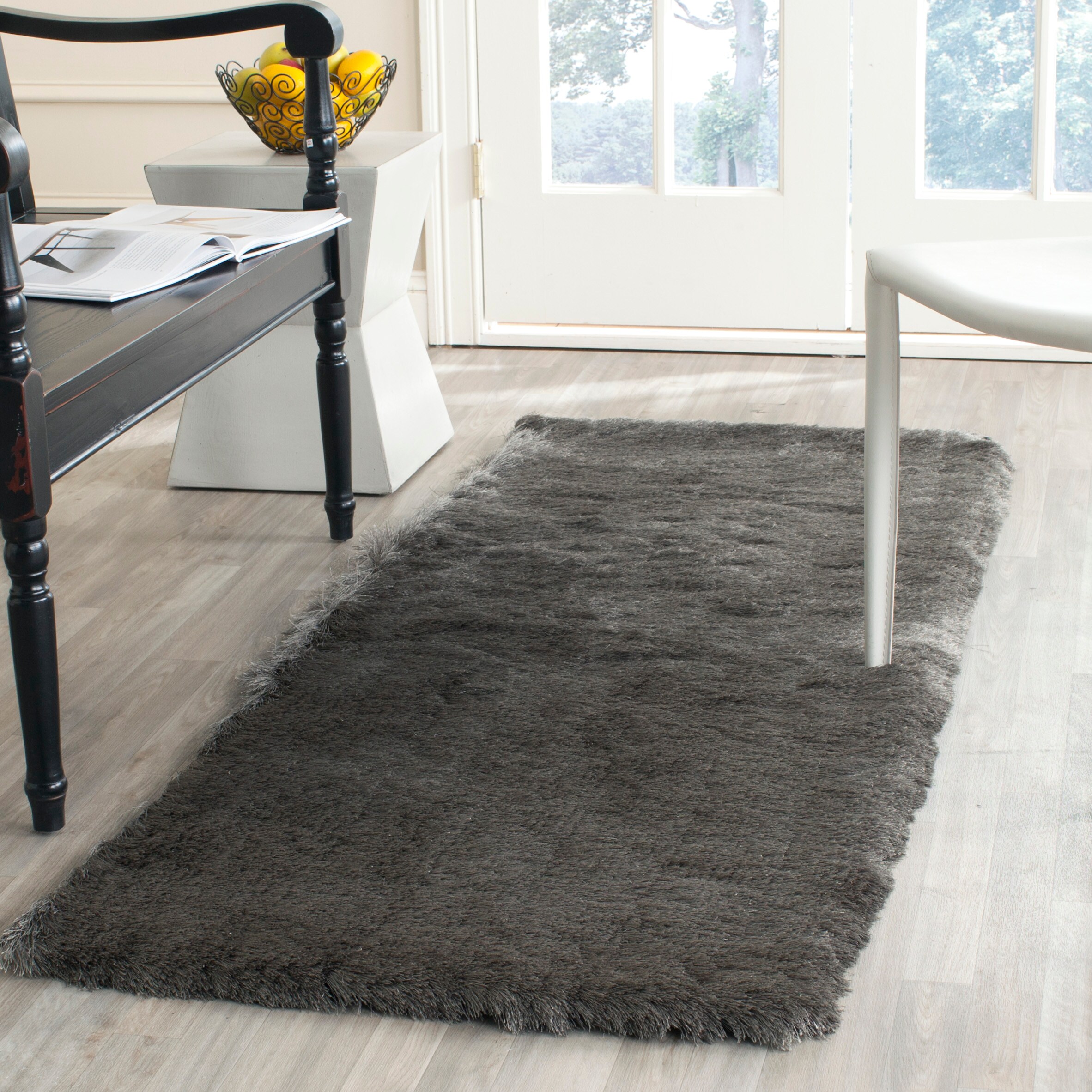 Luxurious Titanium 2'3" x 10' Hand-Tufted Shag Runner Rug