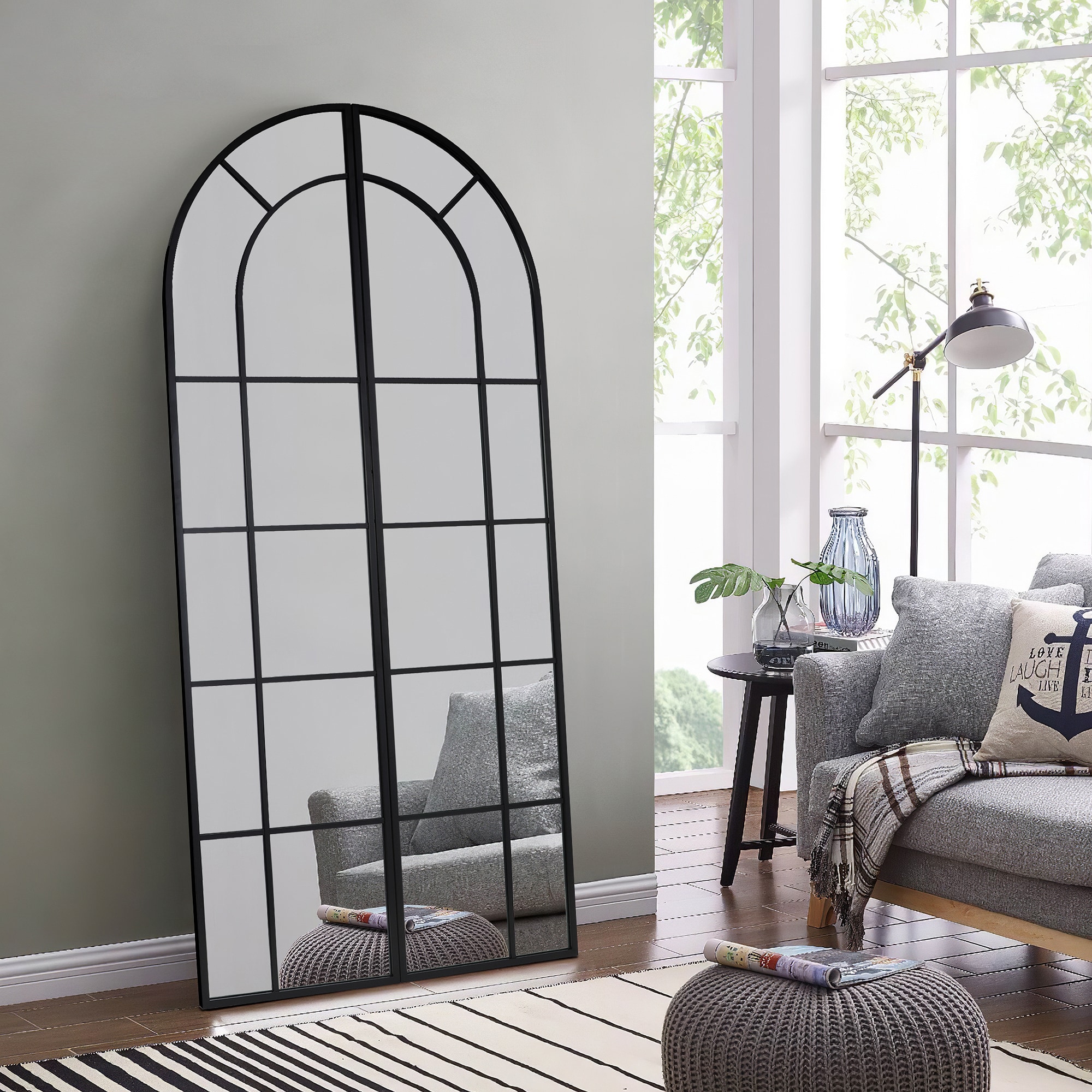 33-in W x 33-in H Arch Black Framed Full Length Wall Mirror at Lowes.com