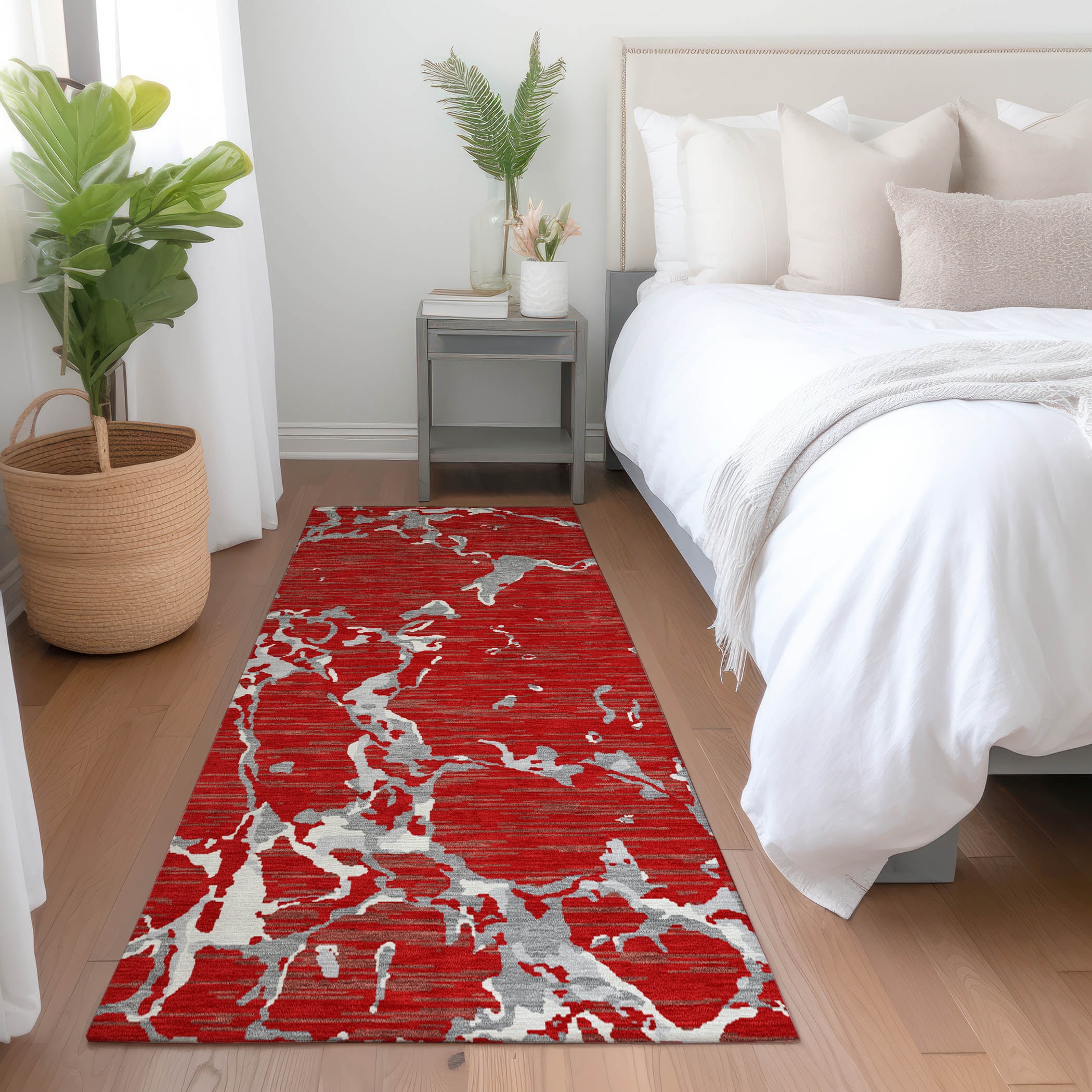 Addison Rugs ACN1046RD2X8 Chantille ACN1046RD 2 x 7 (ft) Polyester Red Rectangular Indoor/Outdoor Geometric Machine washable Runner rug