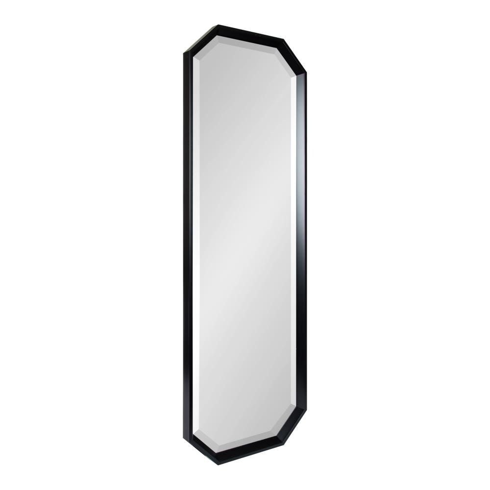 Kate and Laurel 218365 Calter 17.38-in W x 49.5-in H Octagon Black Framed Full Length Wall Mirror
