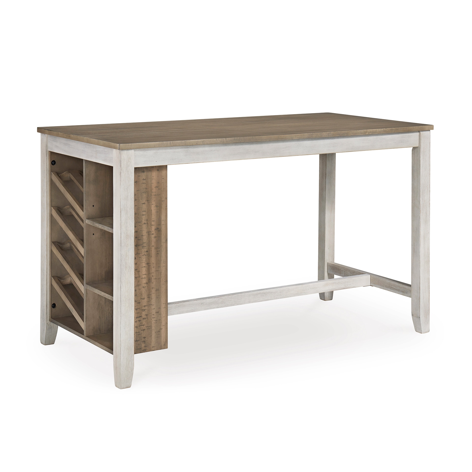 Signature Design by Ashley - Skempton Two Tone White and Light Brown Counter Height Dining Table ...