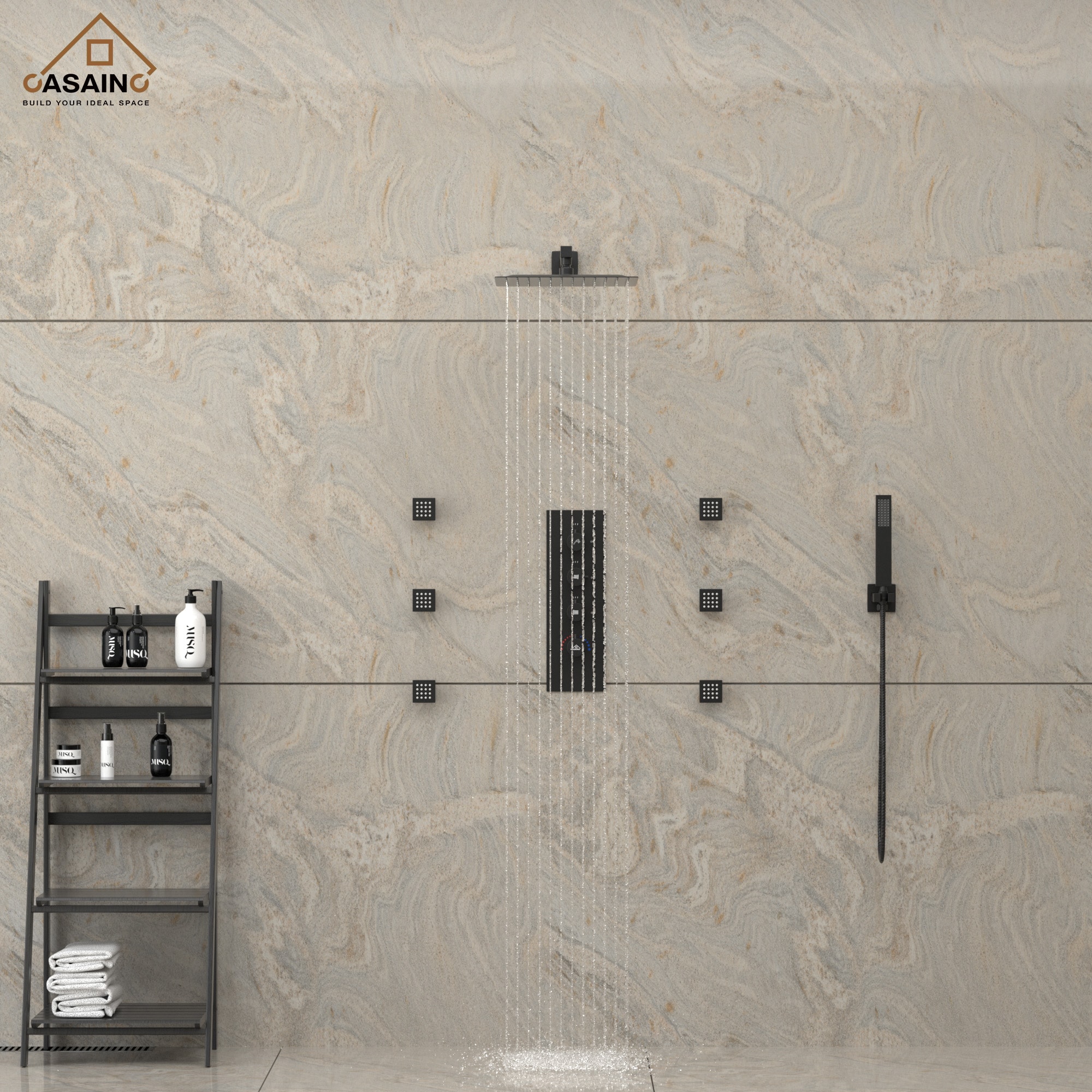 CASAINC CS6077-MB Showerhead-Bar-Panels - View #6