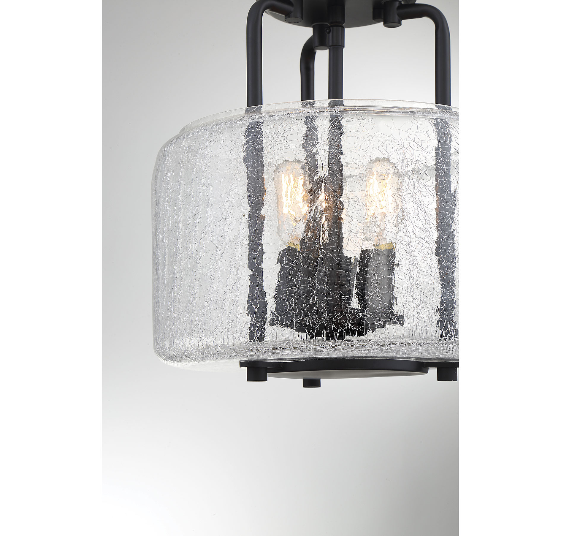 Avalon Transitional 3-Light Nickel & Glass Semi-Flush Mount in Black