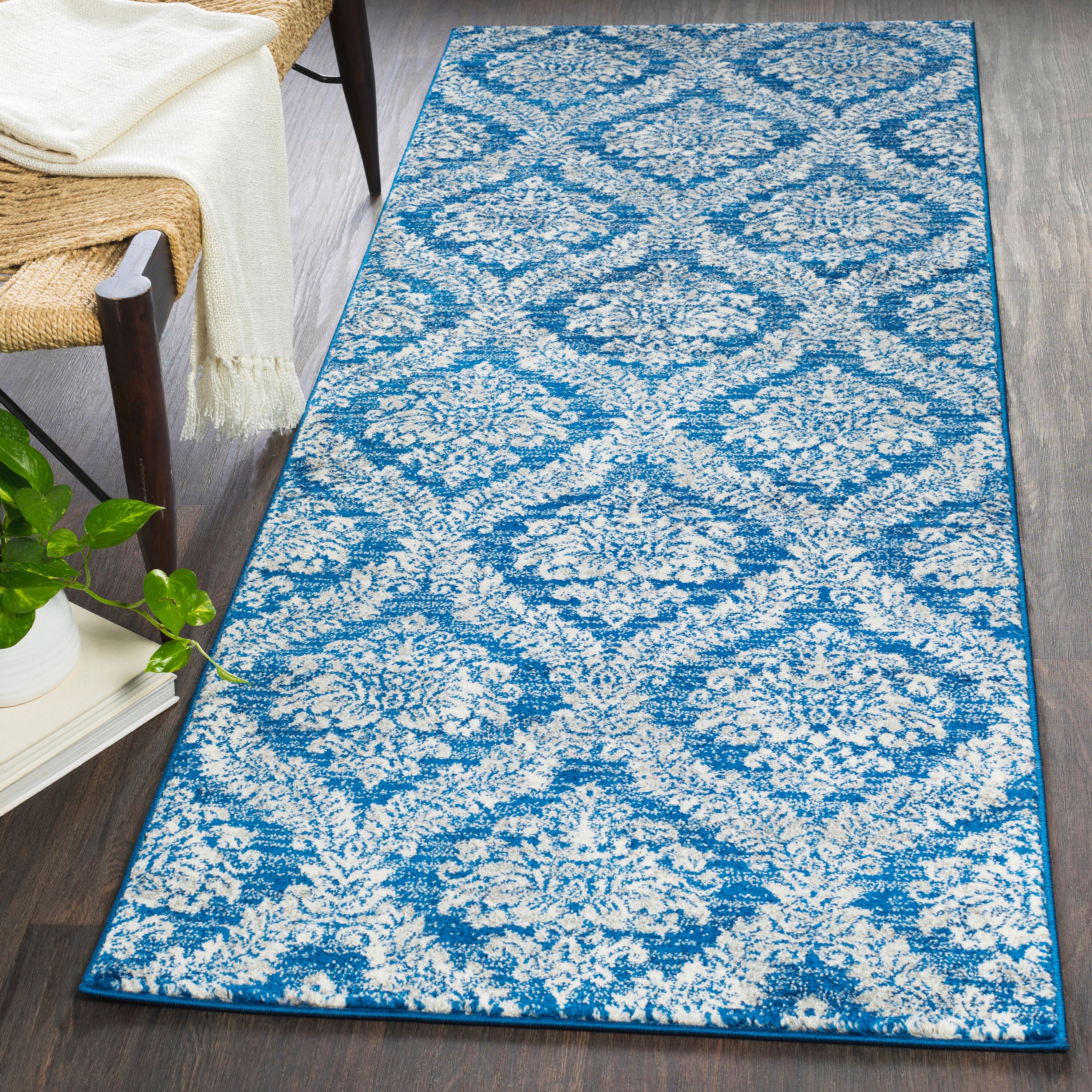 Surya HAP1032-2773 Harput 2 x 8 Navy Indoor Floral/Botanical Runner Rug