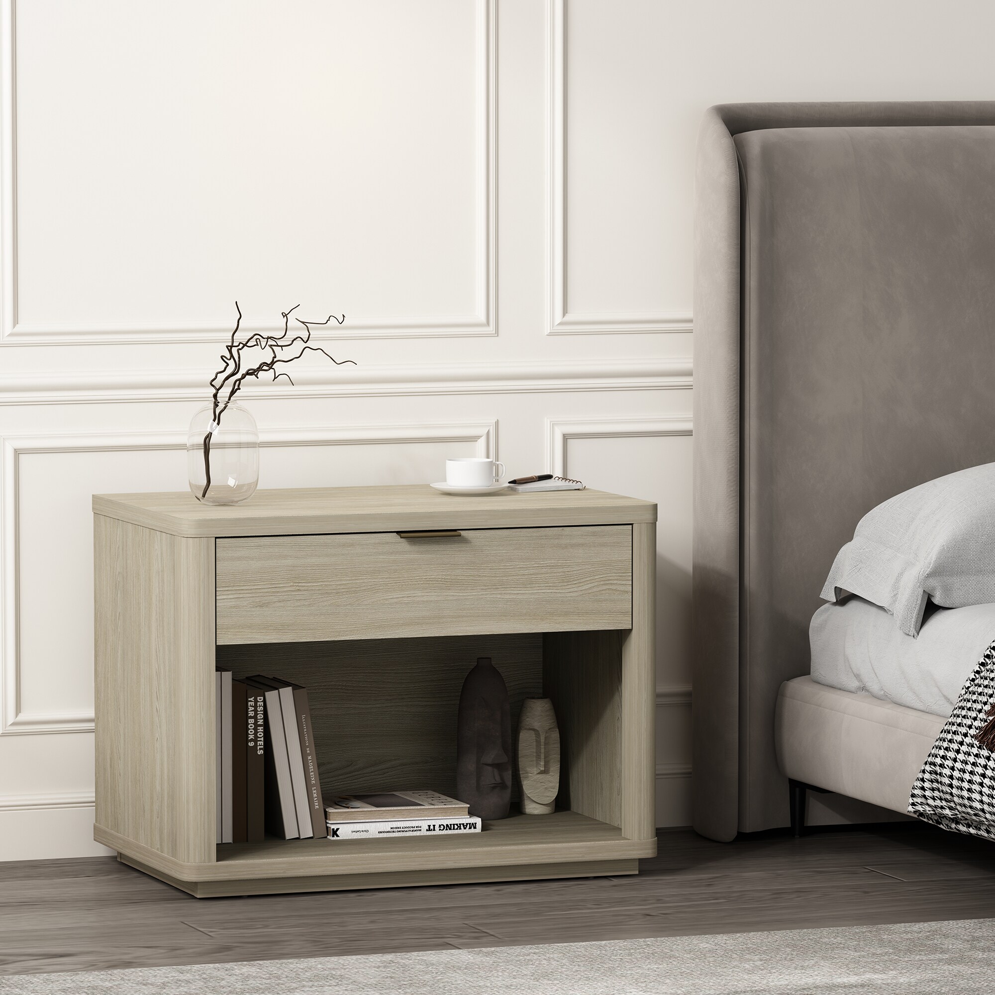 Manhattan Comfort NS012-NA Evelyn Natural Nightstand