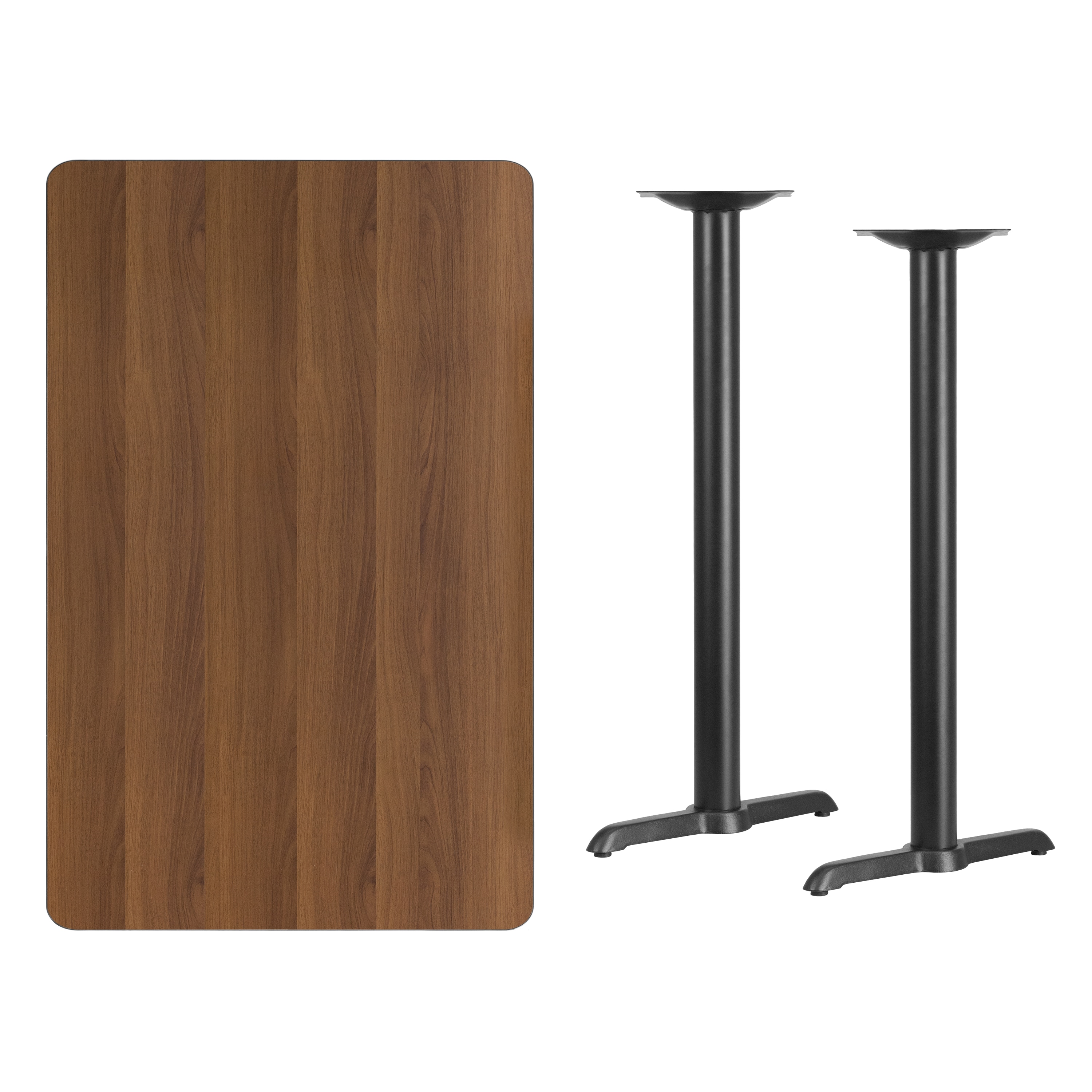 Flash Furniture 889142007425 Walnut Contemporary/Modern Bar Table, Wood veneer with Black Metal 48-Inches L x 43.13-Inches H