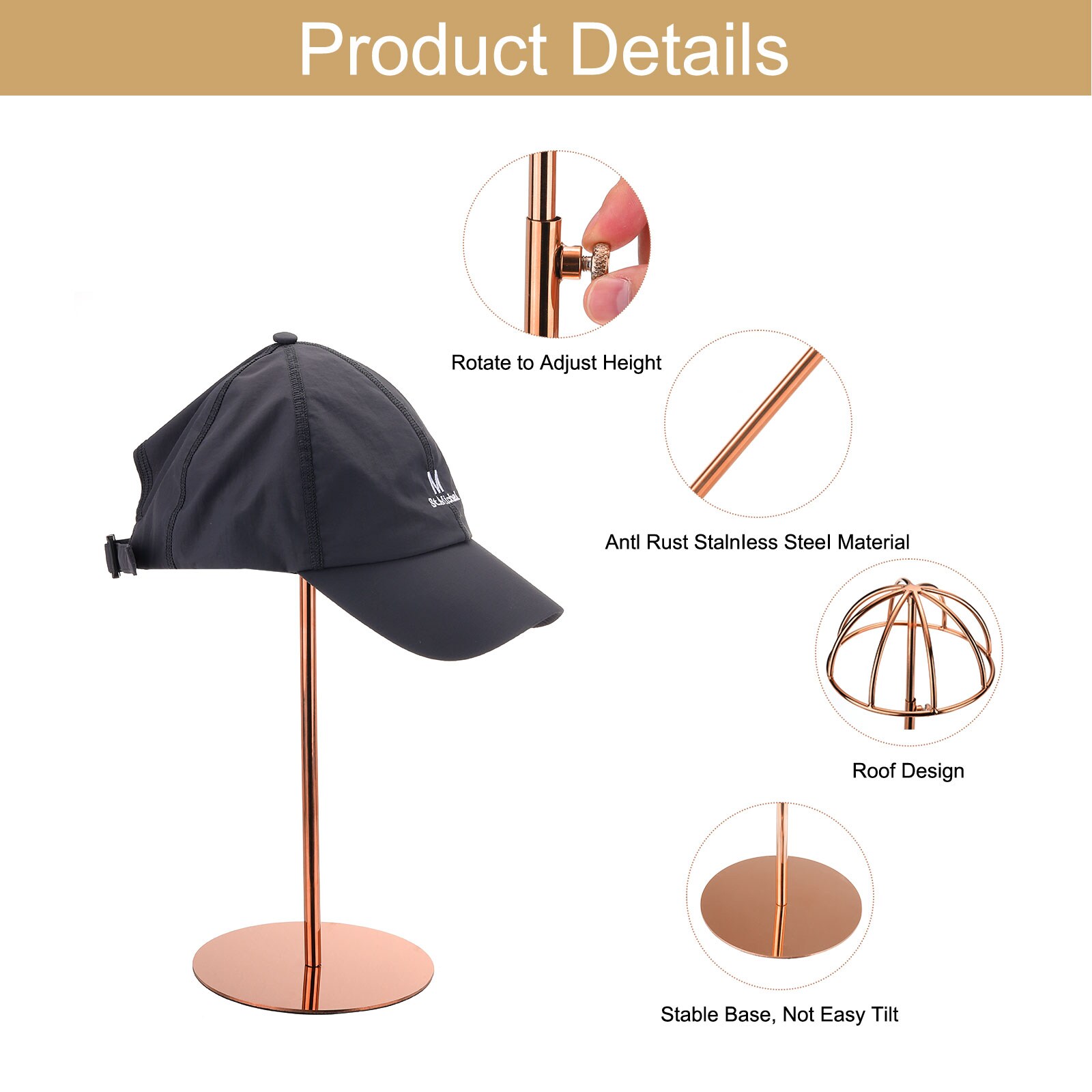 Unique Bargains 2pcs Stainless Steel Hat Display Stand 12 Inch to 24 ...