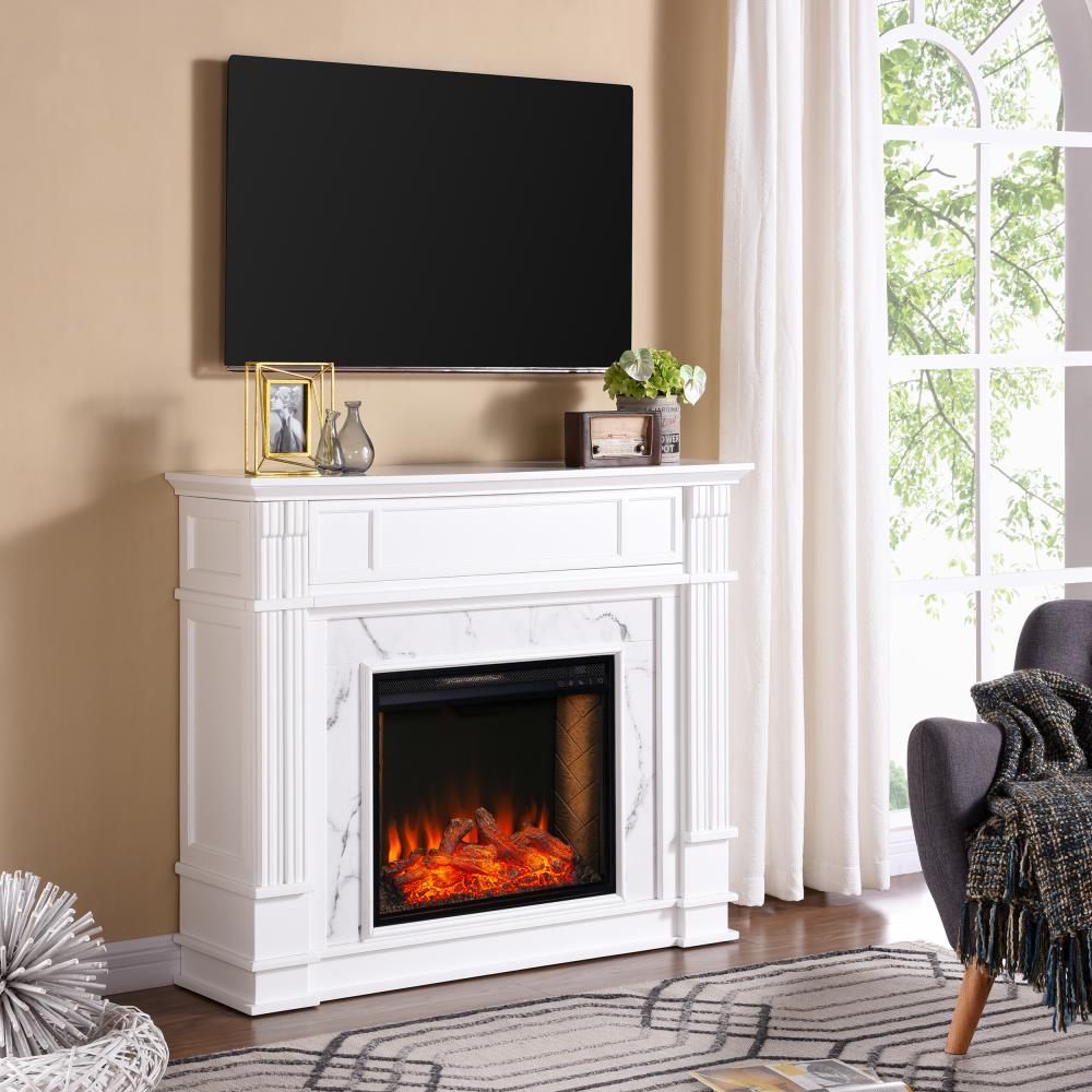 Boston Loft Furnishings 48-in W White Fan-forced Electric Fireplace at ...