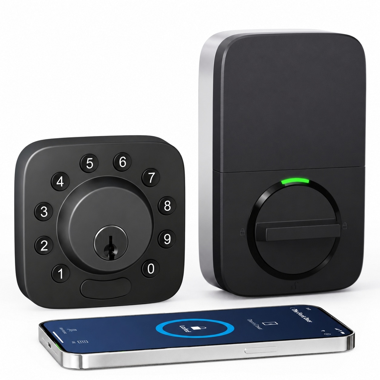 Adrinfly 5 in 1 Keyless Entry Door Lock with Keypad App Control Auto Lock Unlock Works with Alexa Google Assistant Black 1 Piece #LAD0509M50