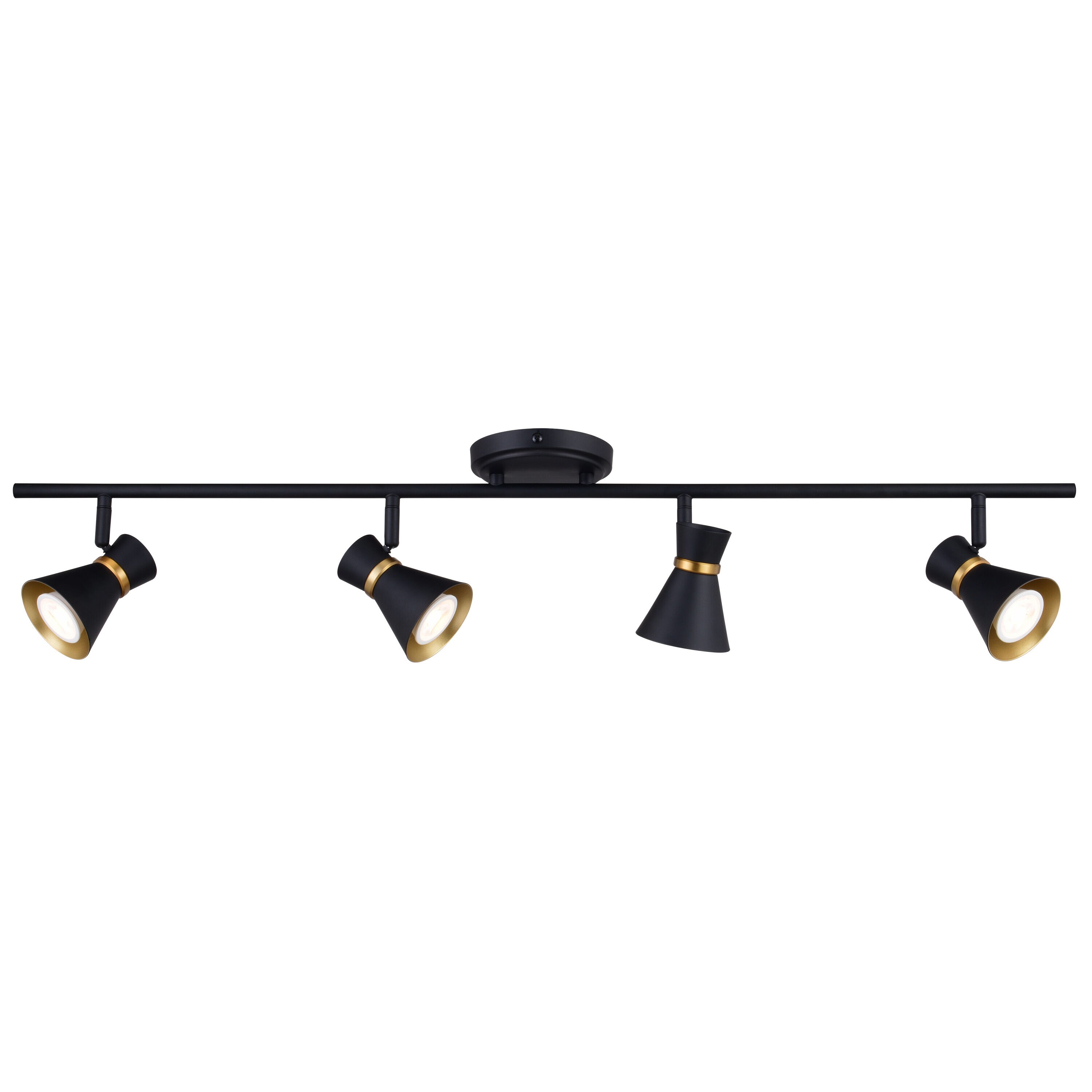 Cascadia Alto 36-in 4-Light Matte Black and Satin Brass dimmable 