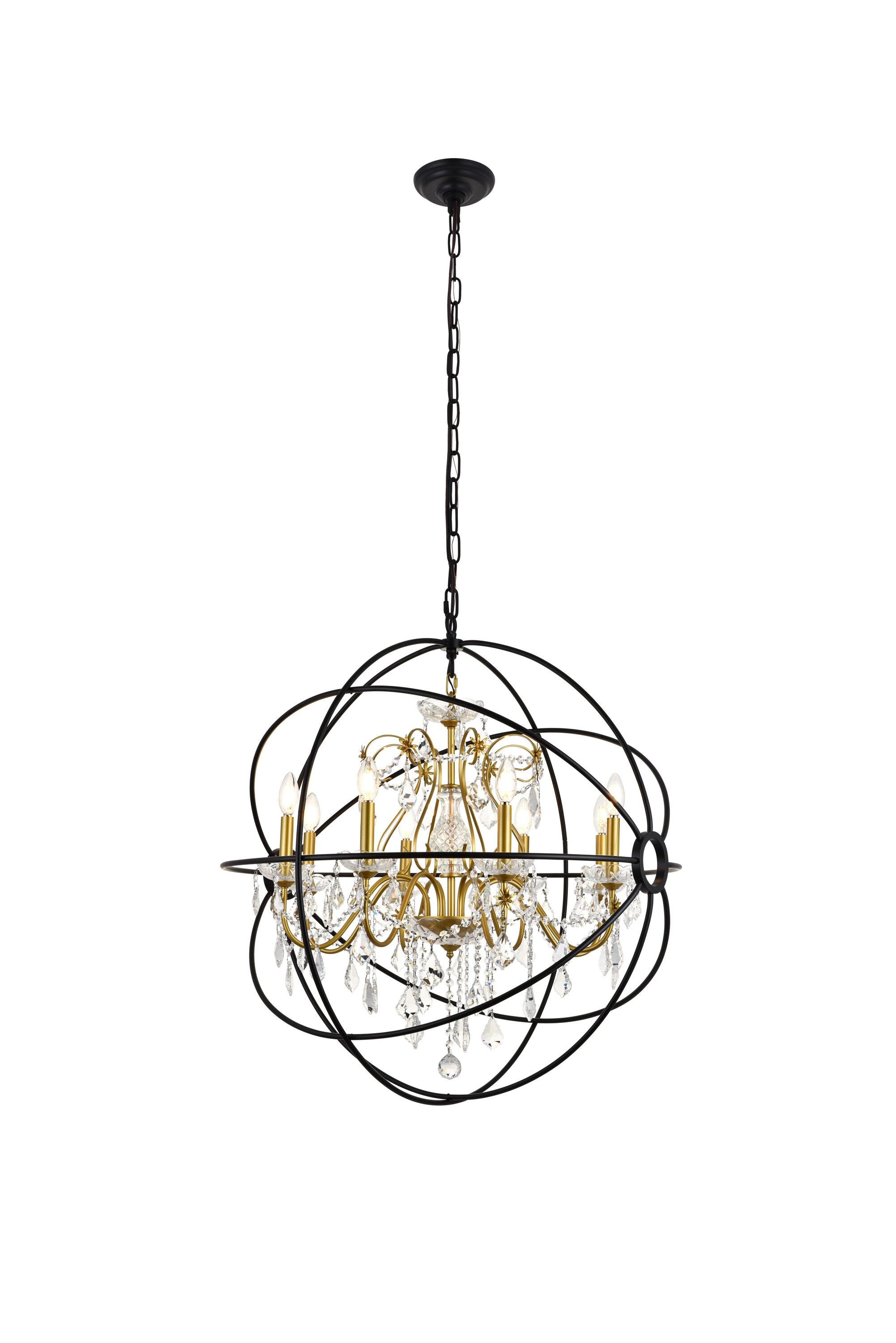 Cordelia 8-Light Black and Gold Crystal Pendant Chandelier