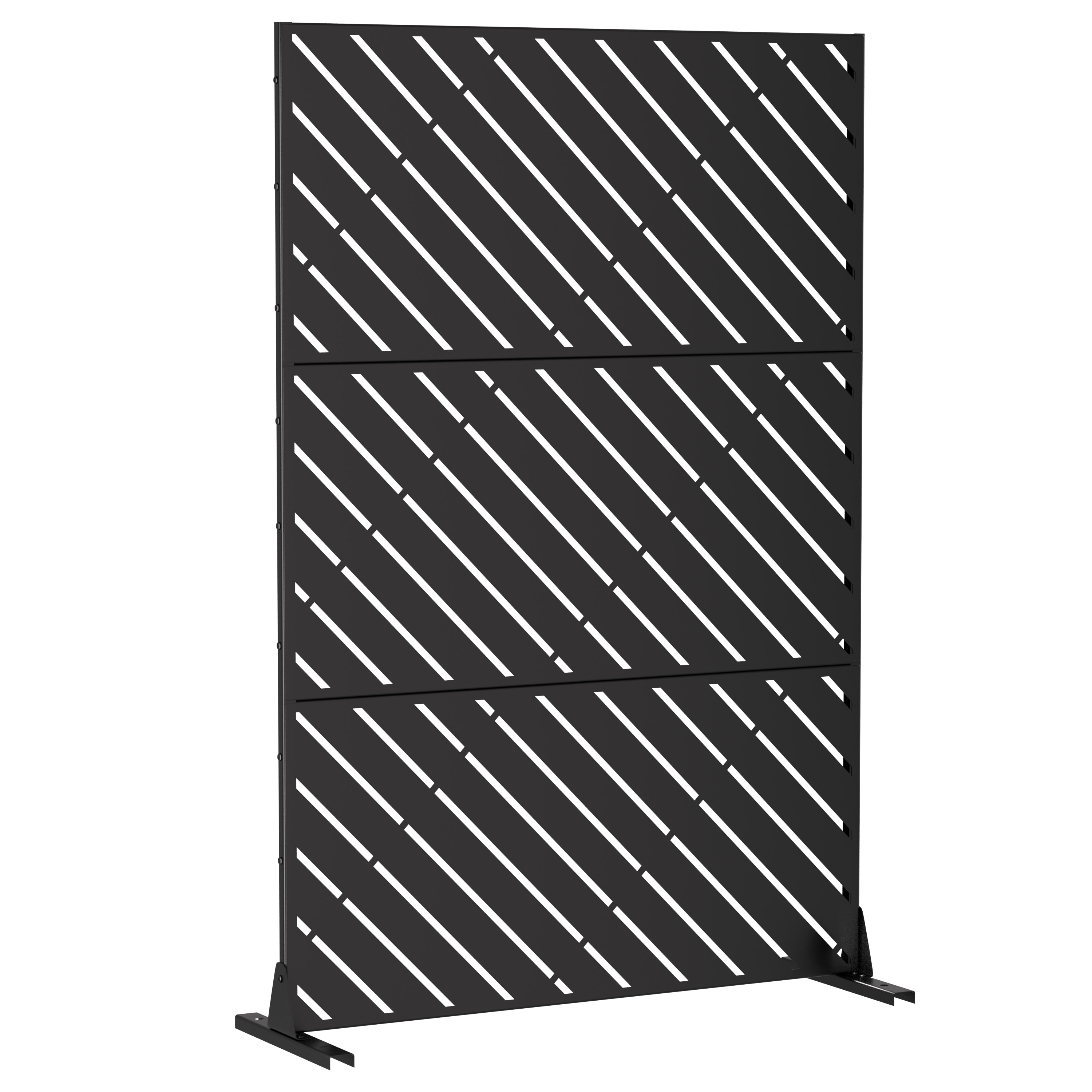 Aveyas 47-inches W x 72-inches H Classic Black Galvanized Sheet Privacy Screen