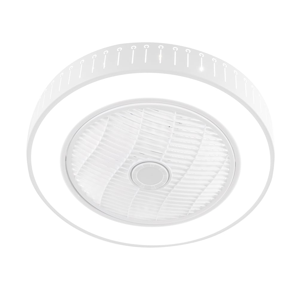 Oukaning JZUCOD4CNSHJ8 21.65-in Color-Changing Flush Mount Round Thin Hollow with ABS Blades Bladeless Ceiling Fan With Light - Remote Included ( 5 -Blade )